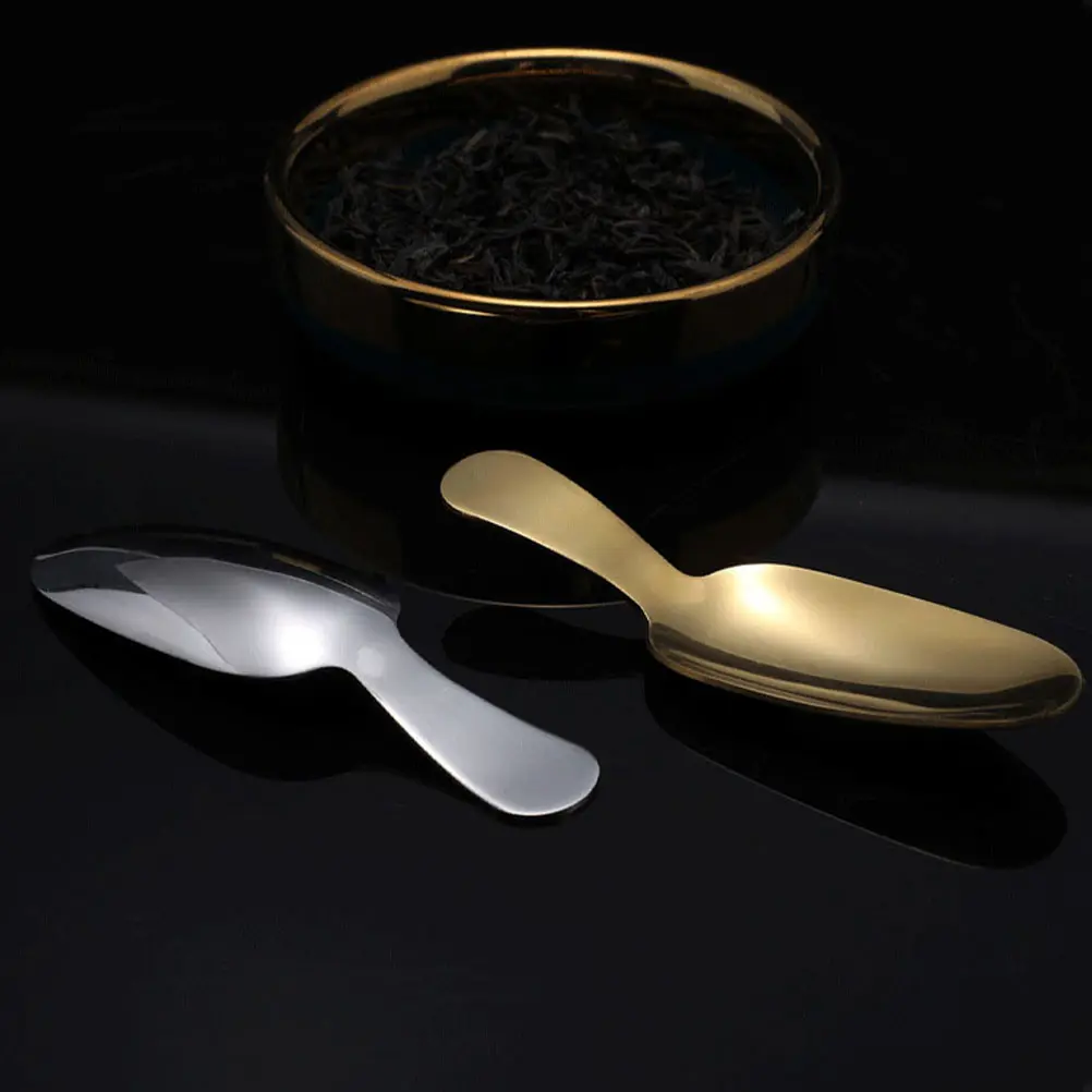 4 Pcs Spoons Dessert Small Scoops Filter Stainless Steel Short Handle Short-handled Silver Appetizer Office