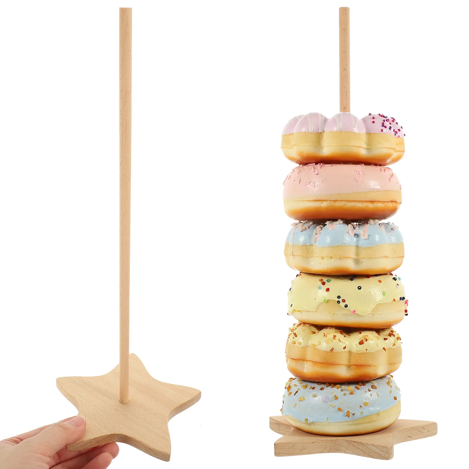 2Pcs Donut Display Rack Sturdy Wooden St for Party Wedding Reusable Dessert Holder Storage Shelf Smooth Edge No Burrs