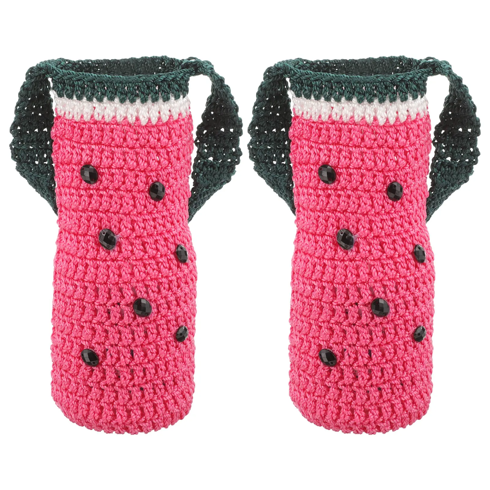 2Pcs Cup Covers Knitted Bottle Protectors 500ml Water Glass Insulated Sleeves Foldable Portable Sport Watermelon Kitchen Bar