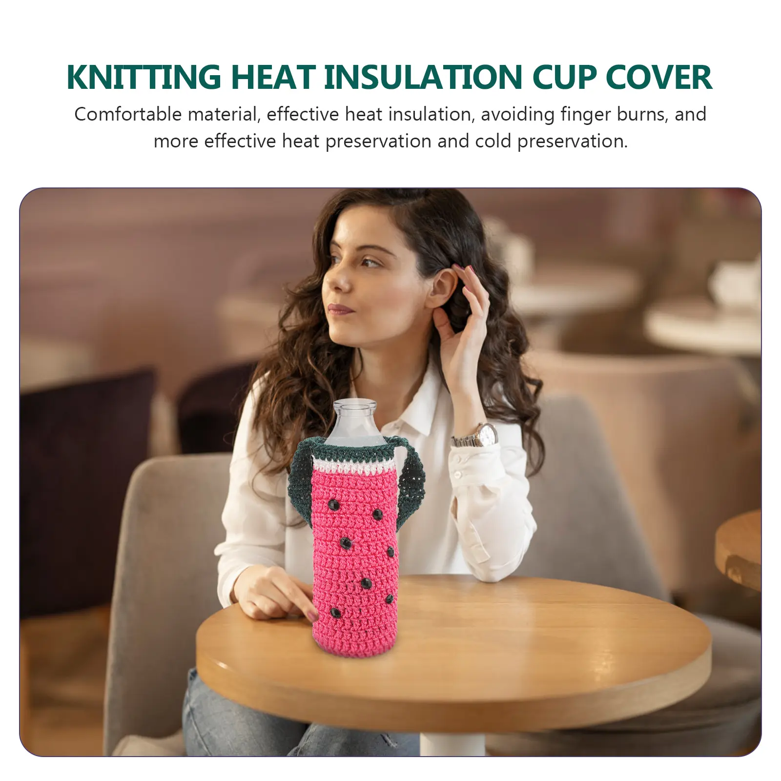 2Pcs Cup Covers Knitted Bottle Protectors 500ml Water Glass Insulated Sleeves Foldable Portable Sport Watermelon Kitchen Bar