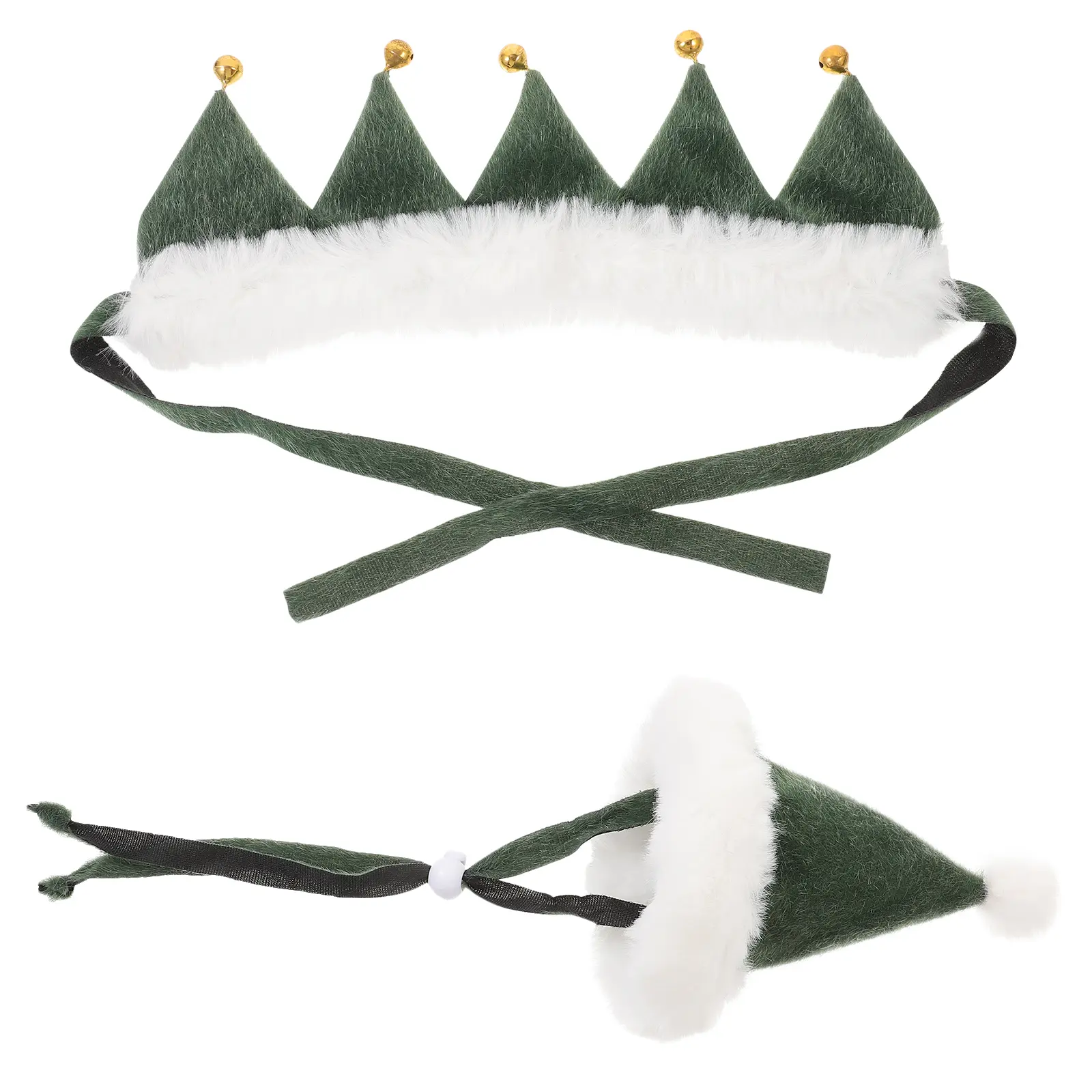 1 set Pet Saliva Napkin Dog Collar Kitten Hat Christmas Tree Green Santa Hat Design Holiday Puppy Cat Accessory Xmas Gift