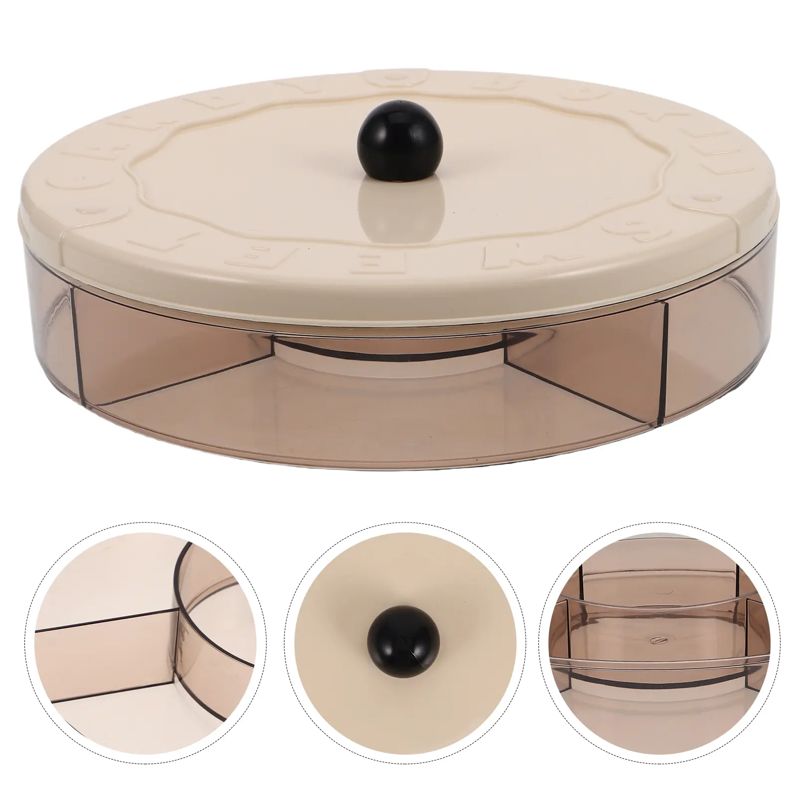 1pcs Round Snack Storage Tray Divider Lid Fruit Box Vegetable Platter Appetizer Serving Dish Party Relish Bowl Travel Container