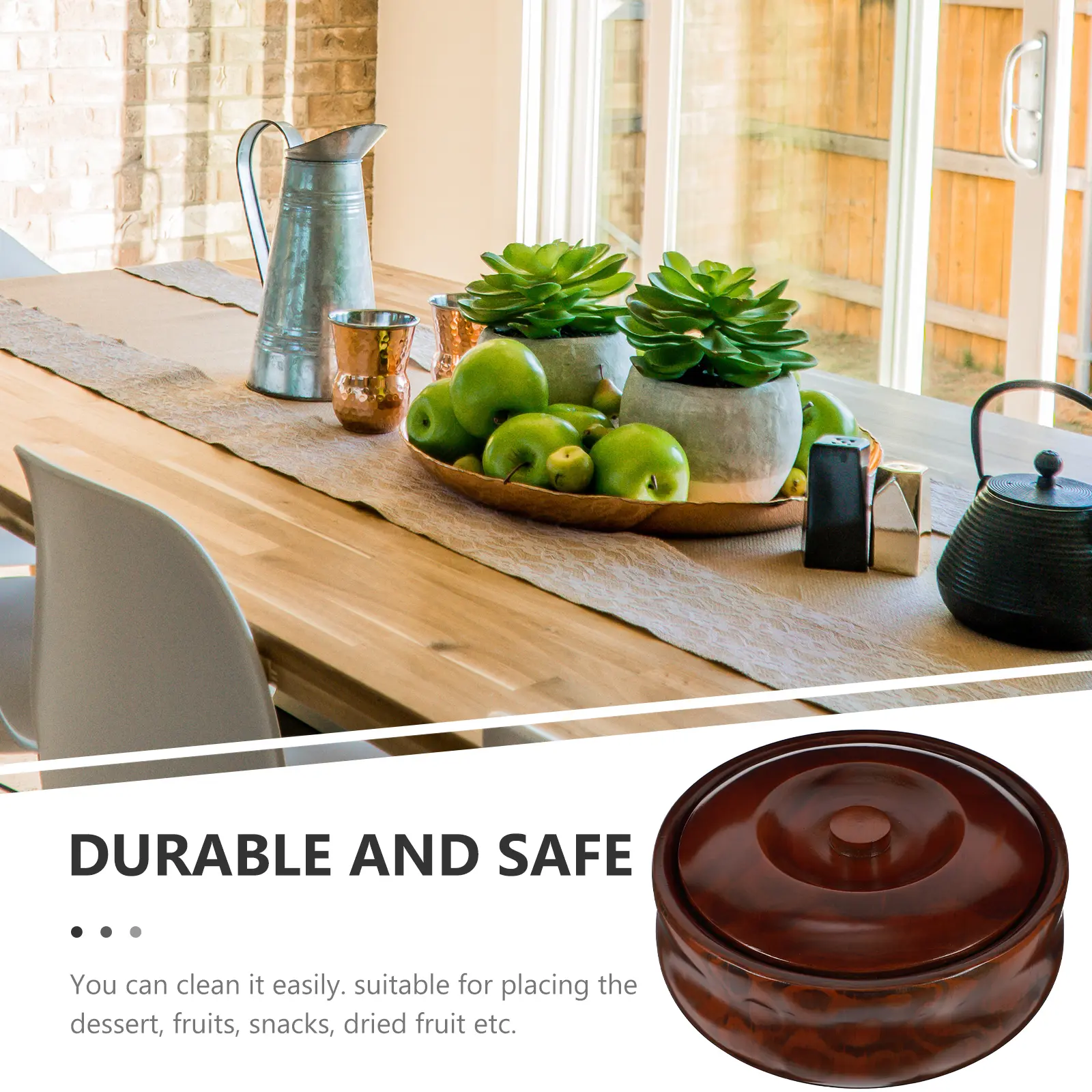 Wooden Snacks Bowl Fruits Dessert Container Safe Lightweight Easy Clean Home Store Round Large Spice Kitchen Bar Use