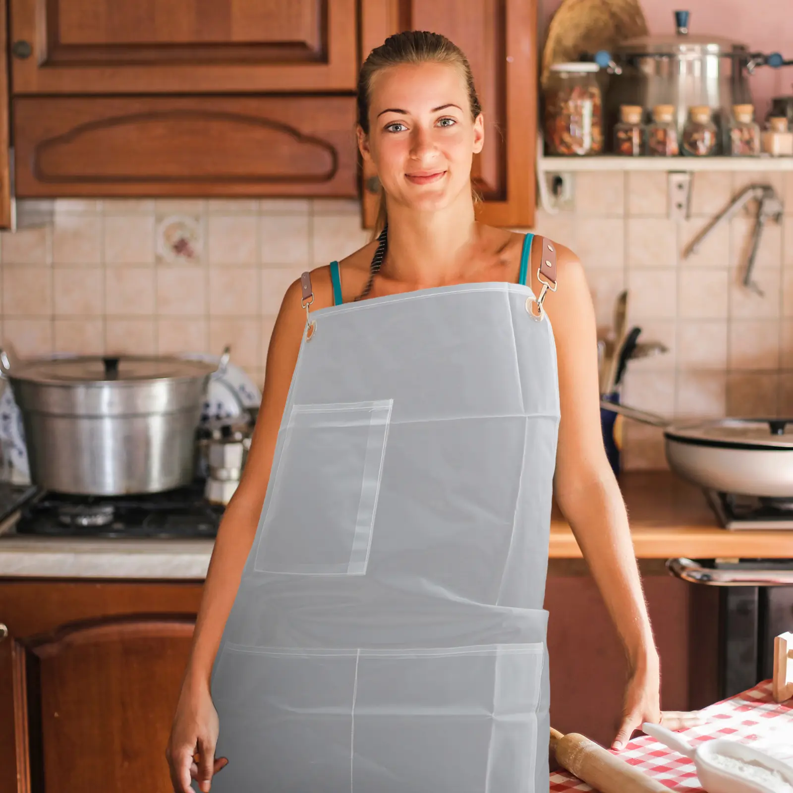 Waterproof Apron Dish Washing Hairstylist Clean Kitchen Tpu Professional Chef Aprons Miss