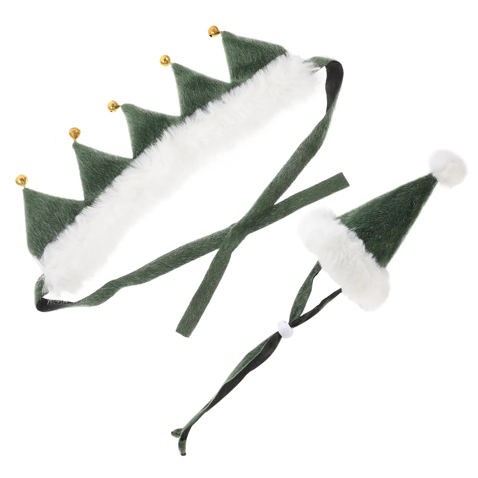 1 set Pet Saliva Napkin Dog Collar Kitten Hat Christmas Tree Green Santa Hat Design Holiday Puppy Cat Accessory Xmas Gift