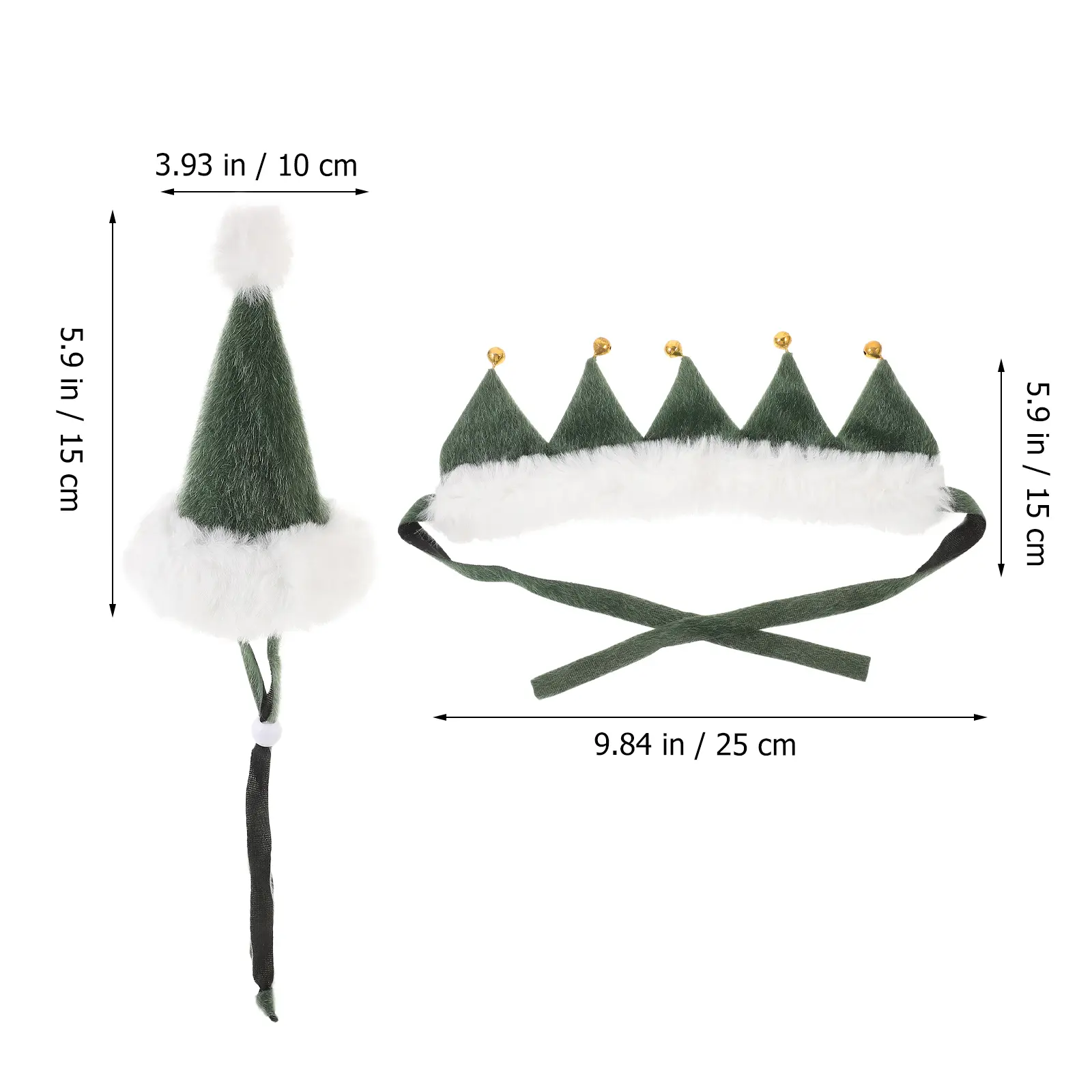 1 set Pet Saliva Napkin Dog Collar Kitten Hat Christmas Tree Green Santa Hat Design Holiday Puppy Cat Accessory Xmas Gift