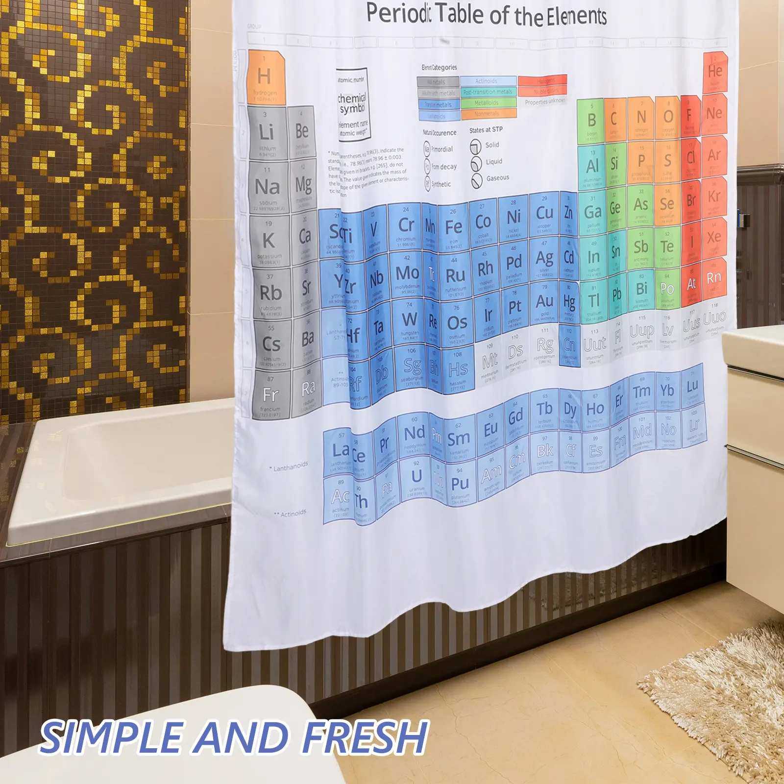 1 set Premium Waterproof Bathroom Shower Curtain Heavy Duty Thickened Liner Decorative Design Fabric for Home Hotel Dorm