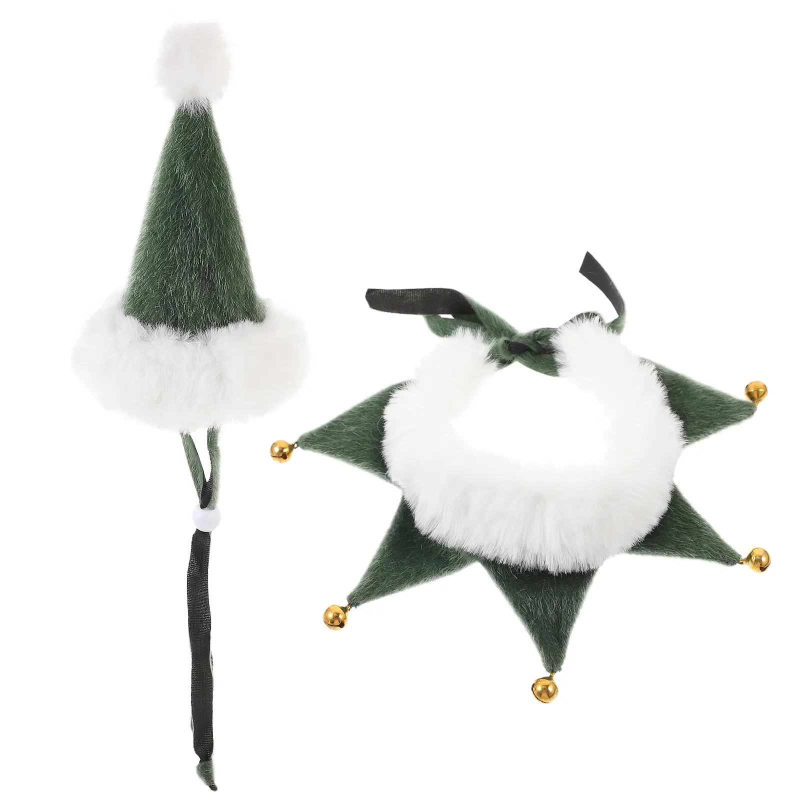 1 set Pet Saliva Napkin Dog Collar Kitten Hat Christmas Tree Green Santa Hat Design Holiday Puppy Cat Accessory Xmas Gift