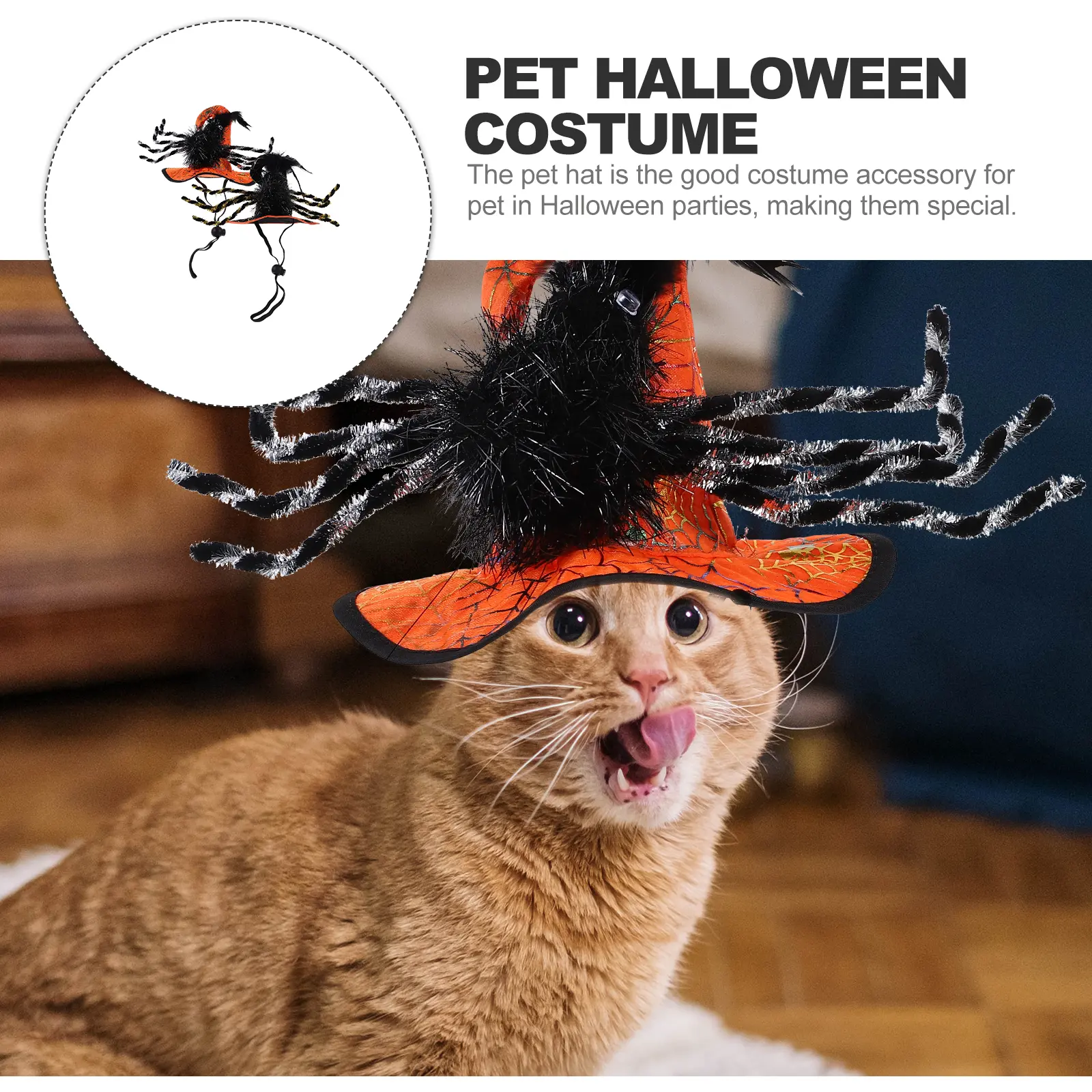 2pcs Halloween Pet Hat Dog Costume Felt PP Cotton Durable Funny Witch Headdress for Cats Dogs Party Festival Cosplay Kitten