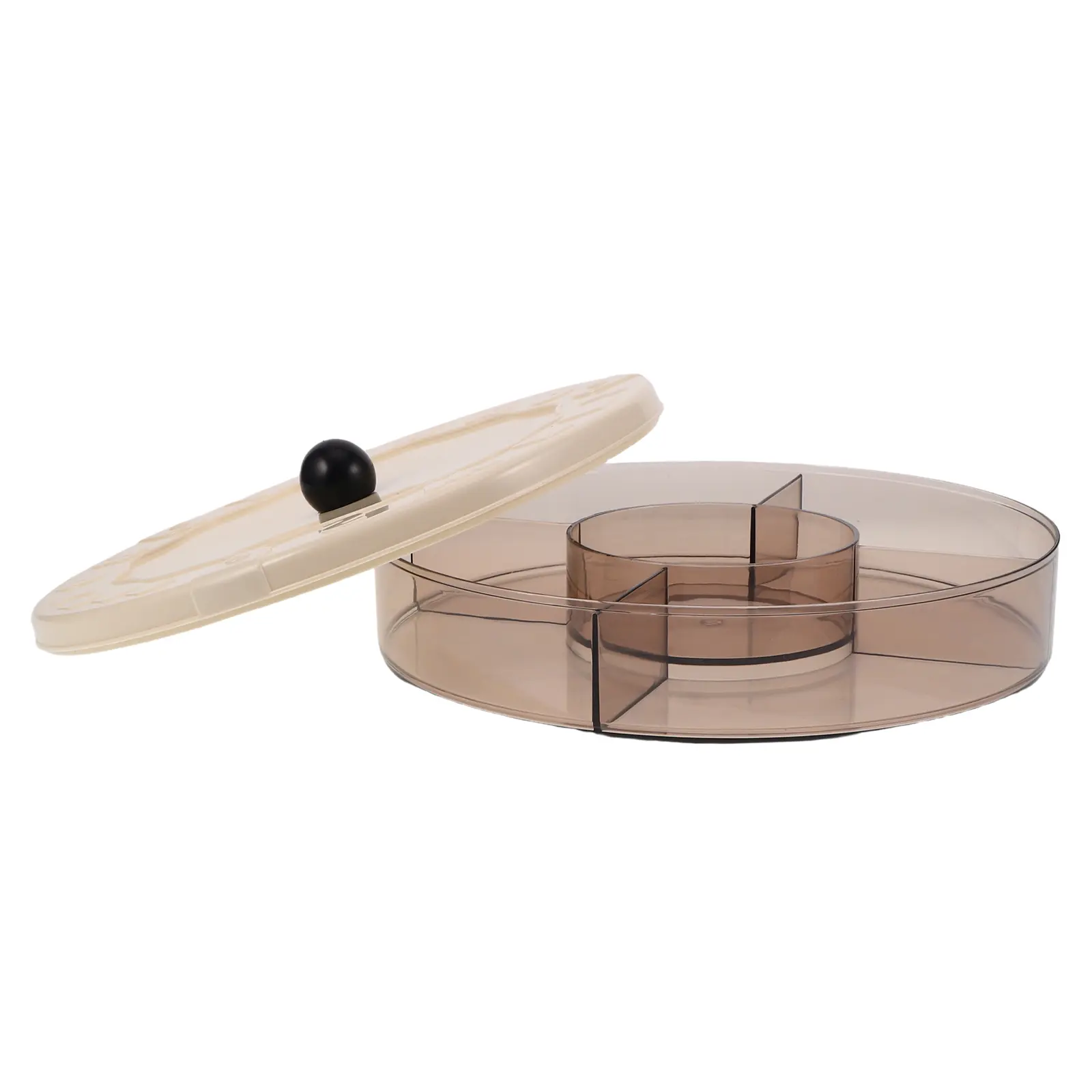1pcs Round Snack Storage Tray Divider Lid Fruit Box Vegetable Platter Appetizer Serving Dish Party Relish Bowl Travel Container