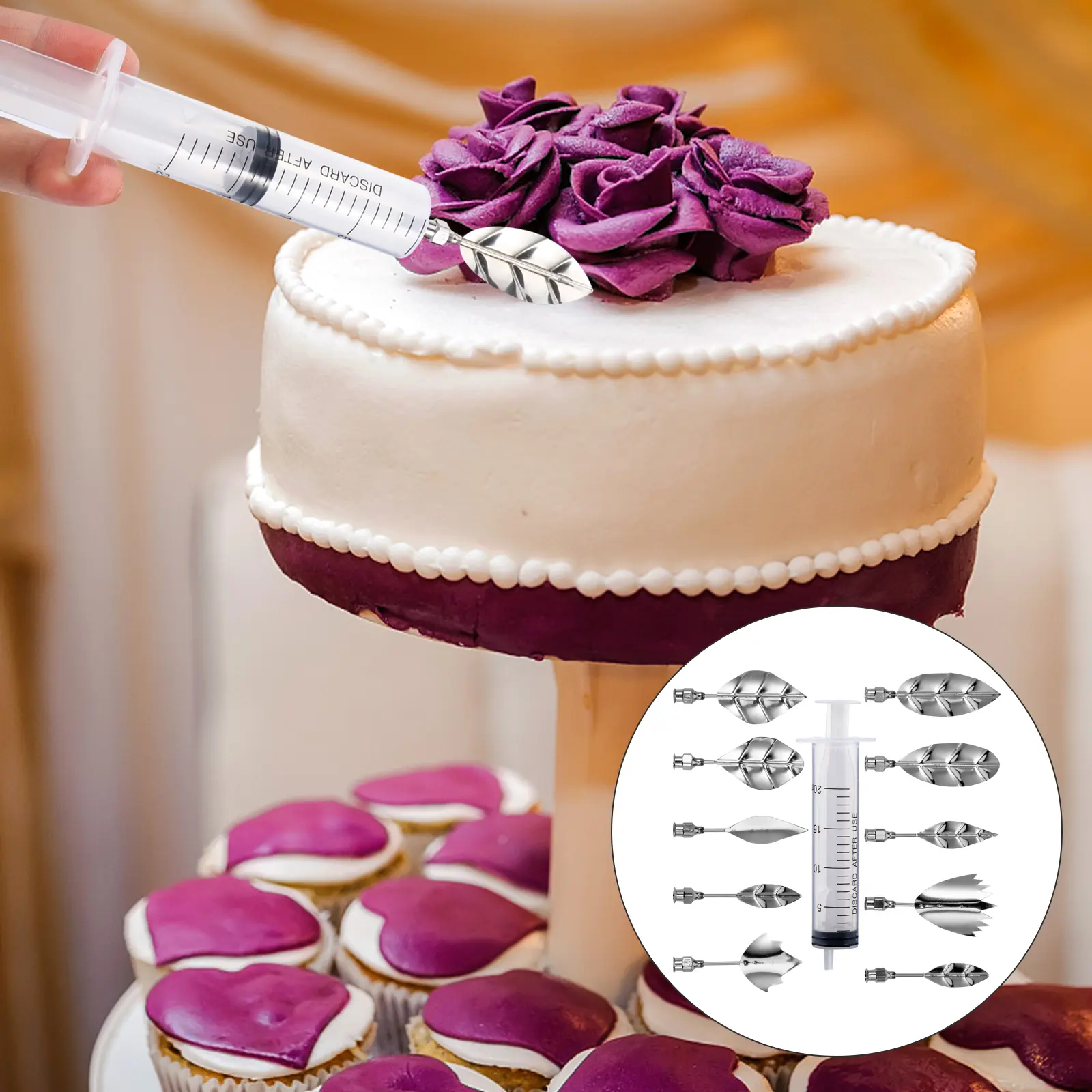 1 s Fondant Tool Set Sugar Flower Placing Board Biscuit Decor Stainless Steel Baking Kitchen Artistic Easy Use