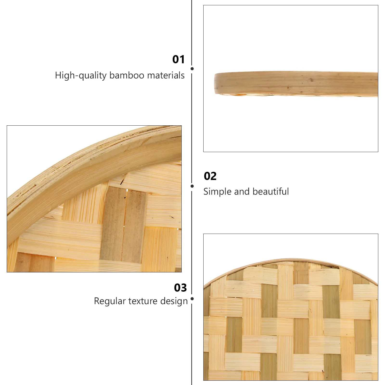Bamboo Dustpan Sieve Tray H woven Khaki Color Household Kitchen Food Storage Drying Rack Basket Container