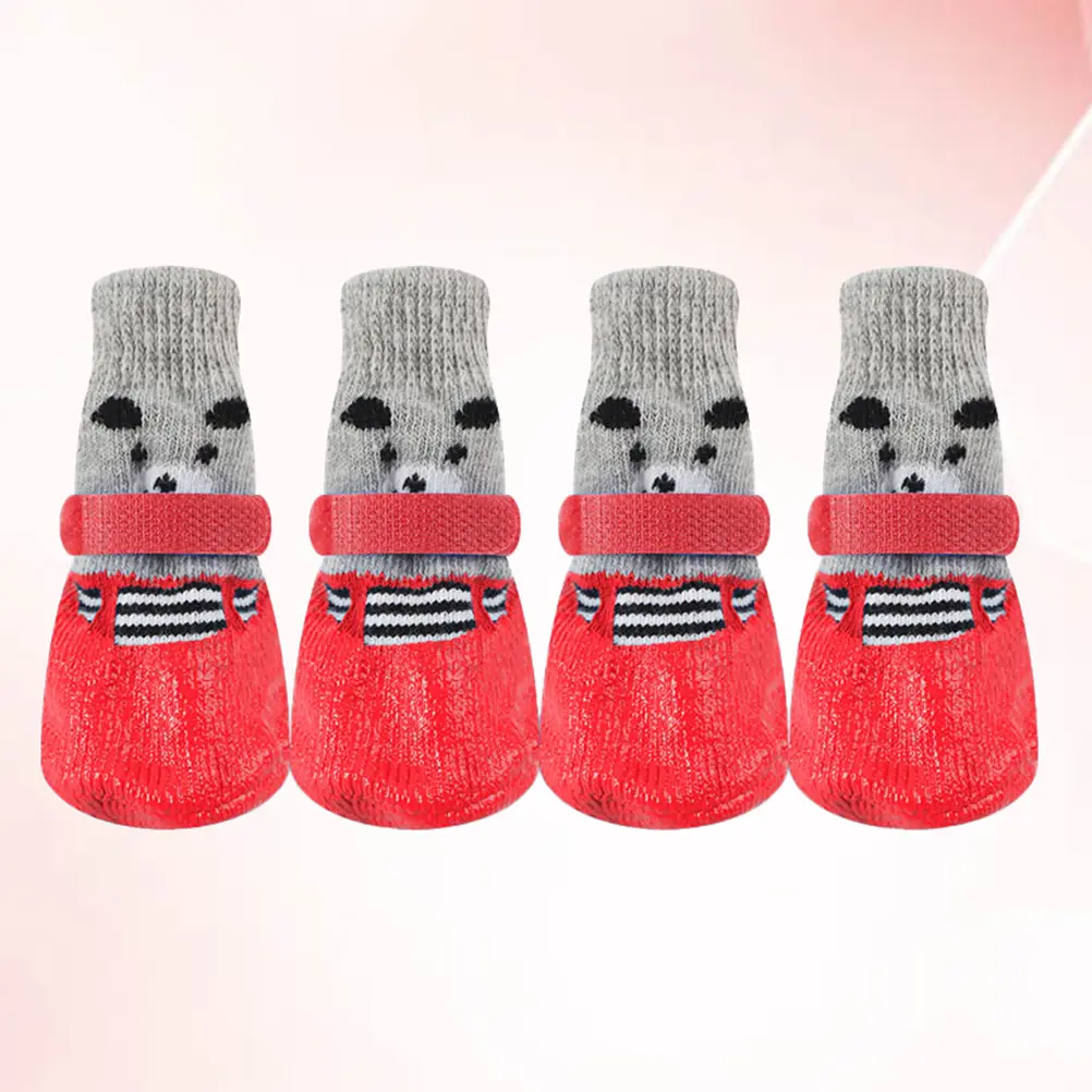 4pcs Waterproof for Dogs Hot Pavement Small Large Size Pet Puppy Anti Slip Cotton Cartoon Pet Dog Socks Protect Cold Snow Ice