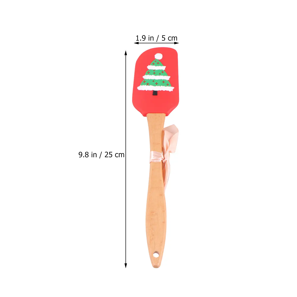 3pcs Xmas Butter Spatula Silicone Cake Scraper Edible Bamboo Kitchen Tool Pastry Mixing Fold Dough Heat Resistant Storage Hole