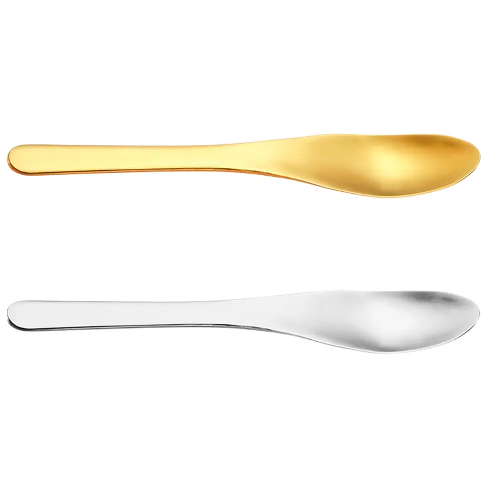 2pcs Fruit Core Remover Mud Scoop Spoon Stainless Steel Reusable Coffee Ice Tea Spoon Gold Natural Color Multifunctional