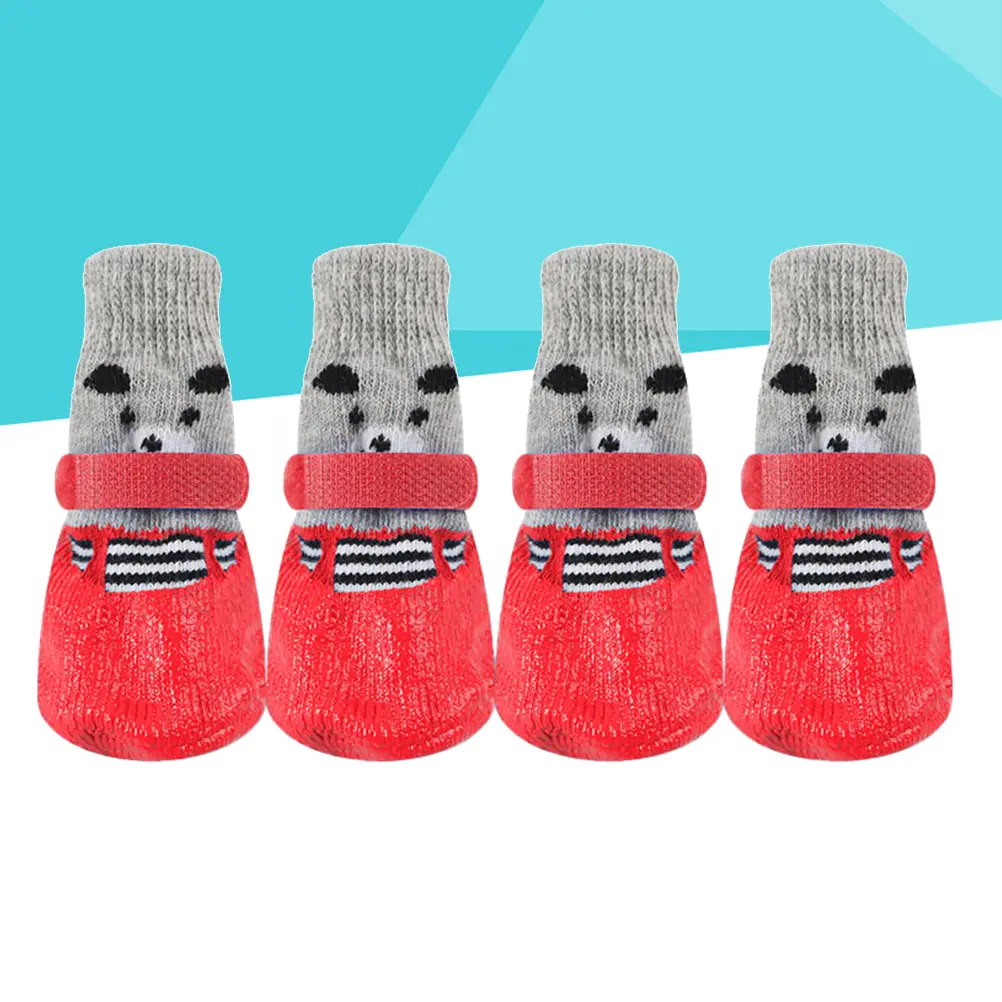 4pcs Waterproof for Dogs Hot Pavement Small Large Size Pet Puppy Anti Slip Cotton Cartoon Pet Dog Socks Protect Cold Snow Ice