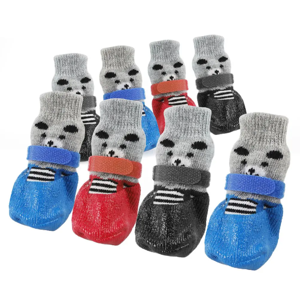 4pcs Waterproof for Dogs Hot Pavement Small Large Size Pet Puppy Anti Slip Cotton Cartoon Pet Dog Socks Protect Cold Snow Ice