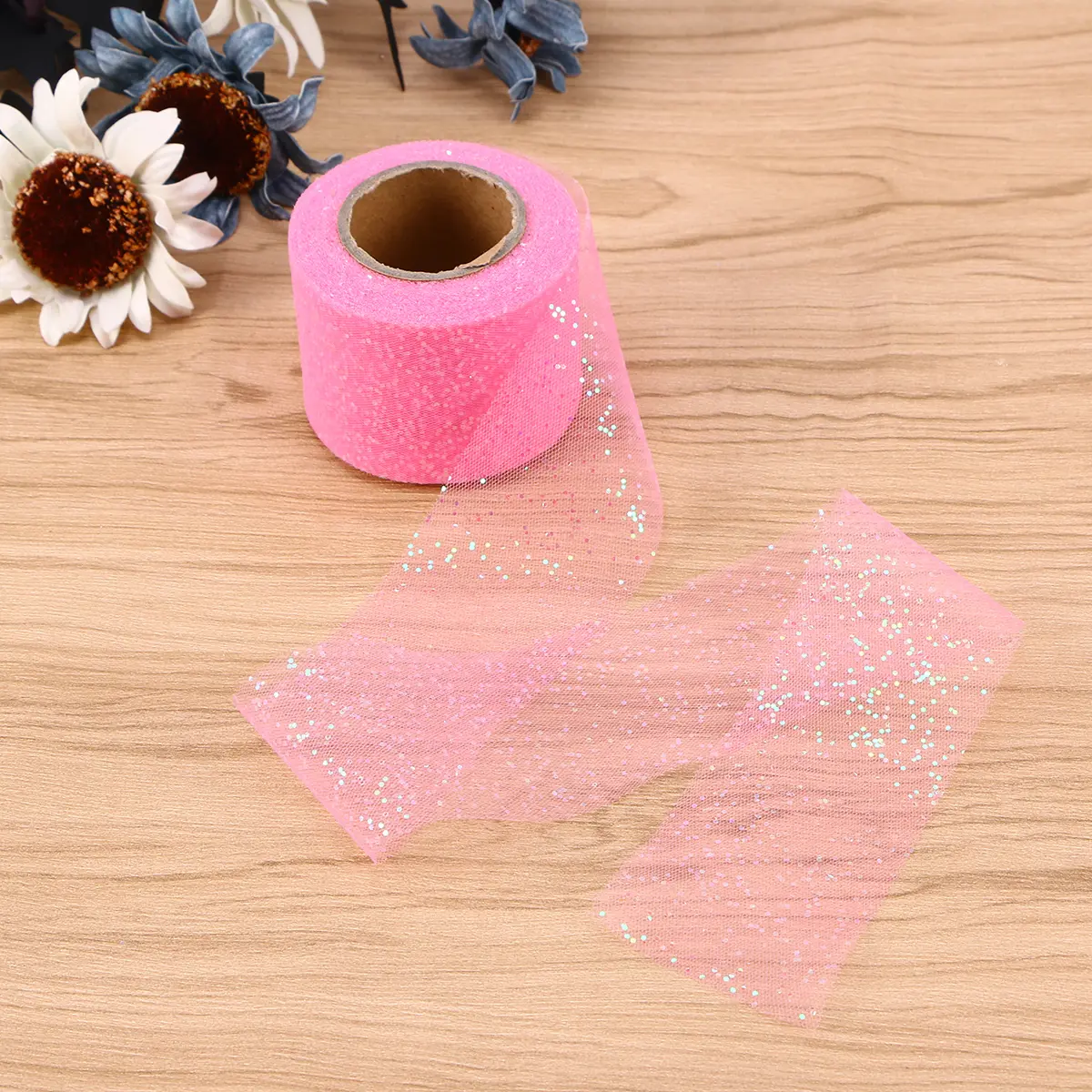 Colorful Glitter Mesh Yarn Ribbon Roll DIY Hair Accessories Pettiskirt Yarn Skirt Ribbon Christmas Holiday Ribbon Swirl She