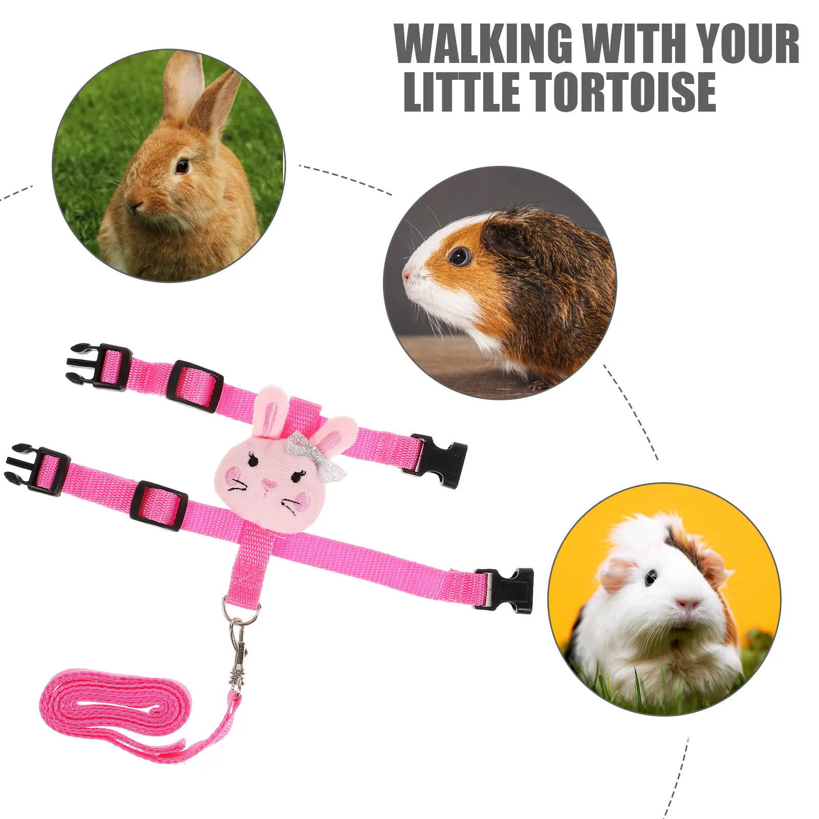Pet Leash Rabbit Small Harness Kit Traction Bunny Walking Rope Ferret Soft Outdoor Supplies Adjustable S Size 2 Pieces Set Long