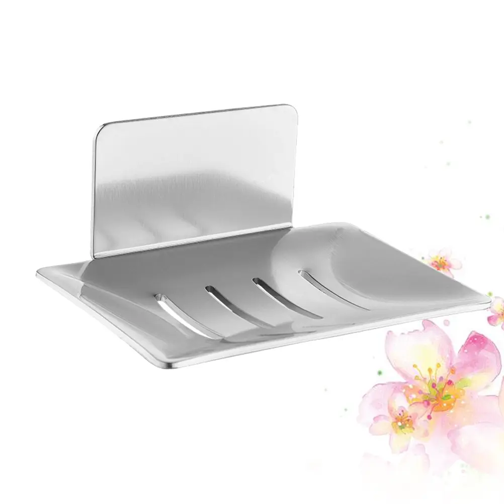 Wall Mounted Soap Dish Holder Drain Rack No Punch Smooth Surface Bathroom Tile Gift Creative Design Prolong Life soap box