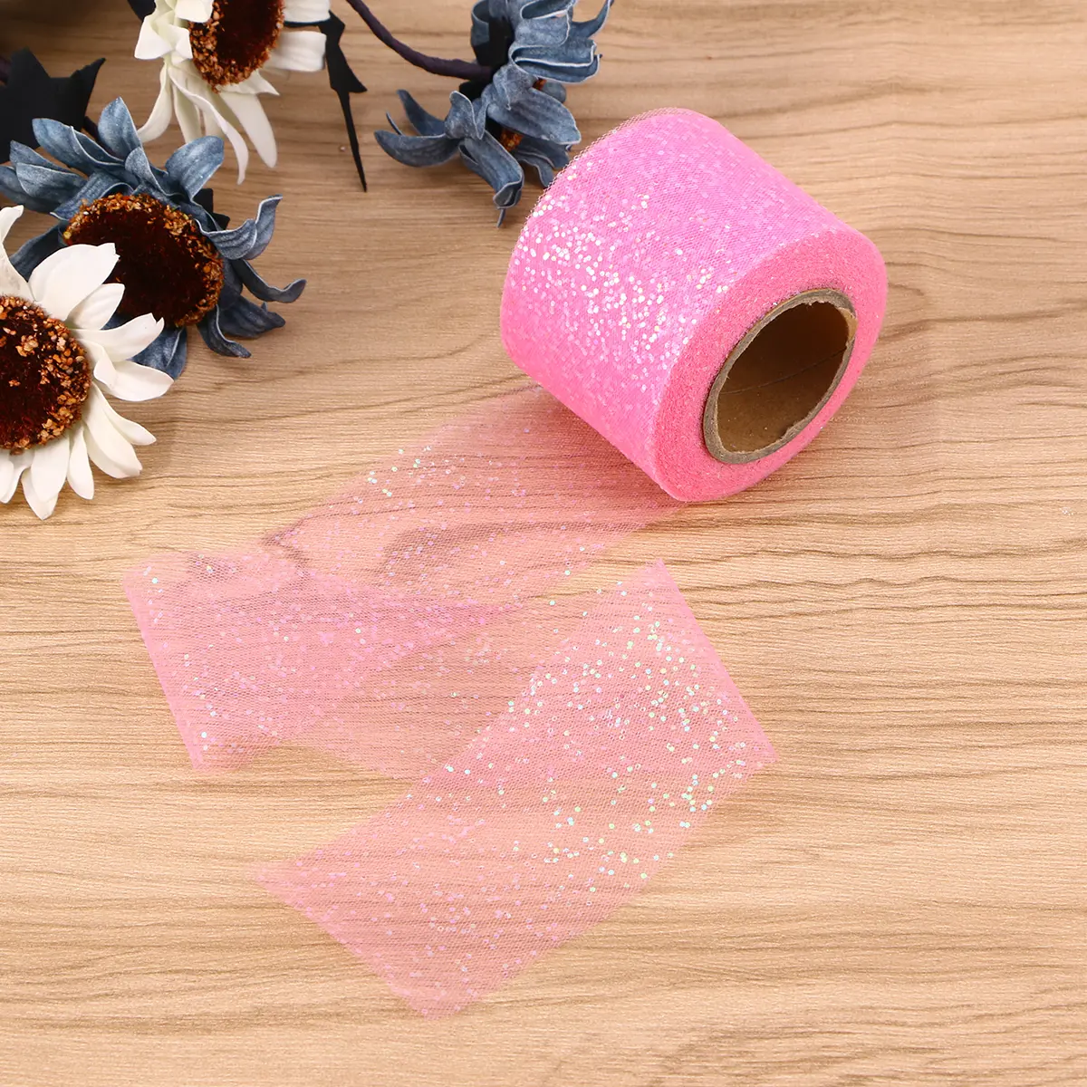 Colorful Glitter Mesh Yarn Ribbon Roll DIY Hair Accessories Pettiskirt Yarn Skirt Ribbon Christmas Holiday Ribbon Swirl She