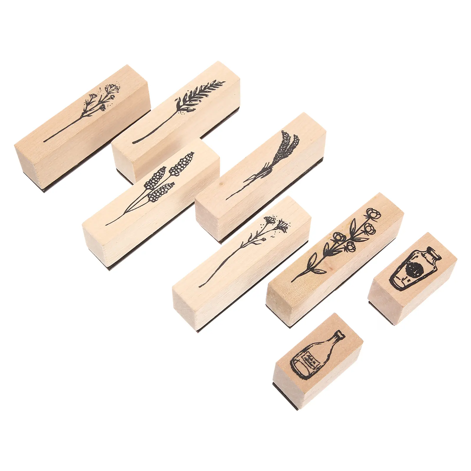 Wooden H Stamps Set Durable Scrapbook Diy Tool Safe Craft Scrapbook Vase Cards Kids DIY Art Plant Seal Tools Storage