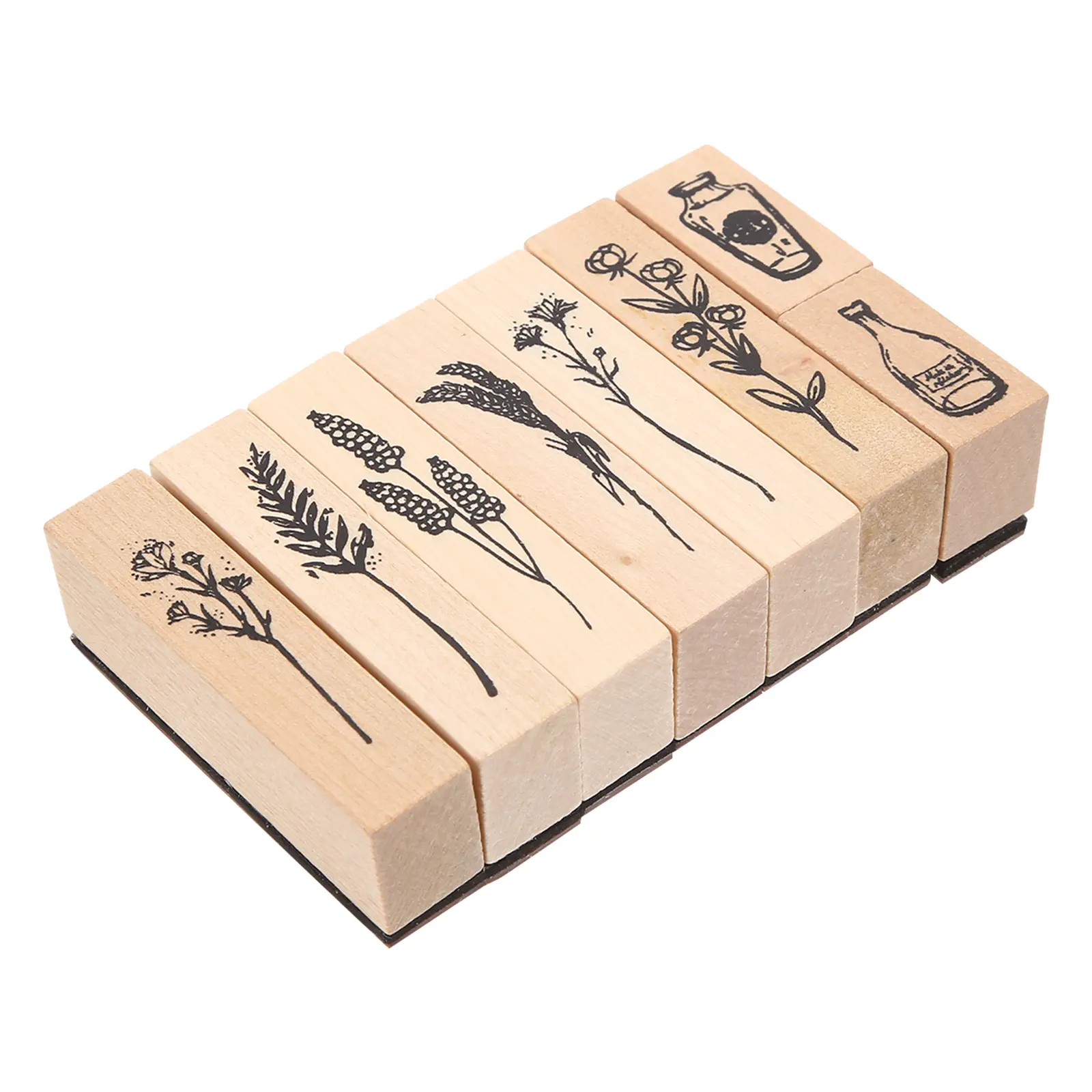 Wooden H Stamps Set Durable Scrapbook Diy Tool Safe Craft Scrapbook Vase Cards Kids DIY Art Plant Seal Tools Storage