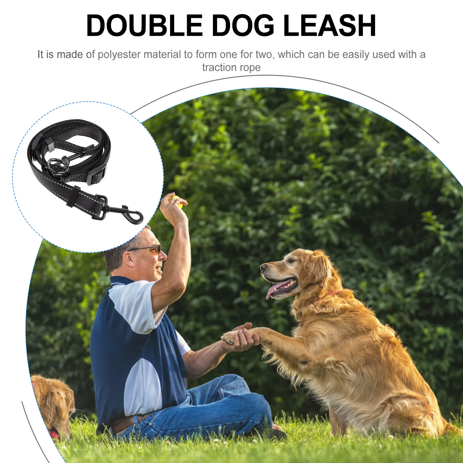 Two Headed Dog Leash Double Pet Leashes Wear Resistant Adjustable Long Portable Nylon Outdoor Training Safety Collar Harness Dog