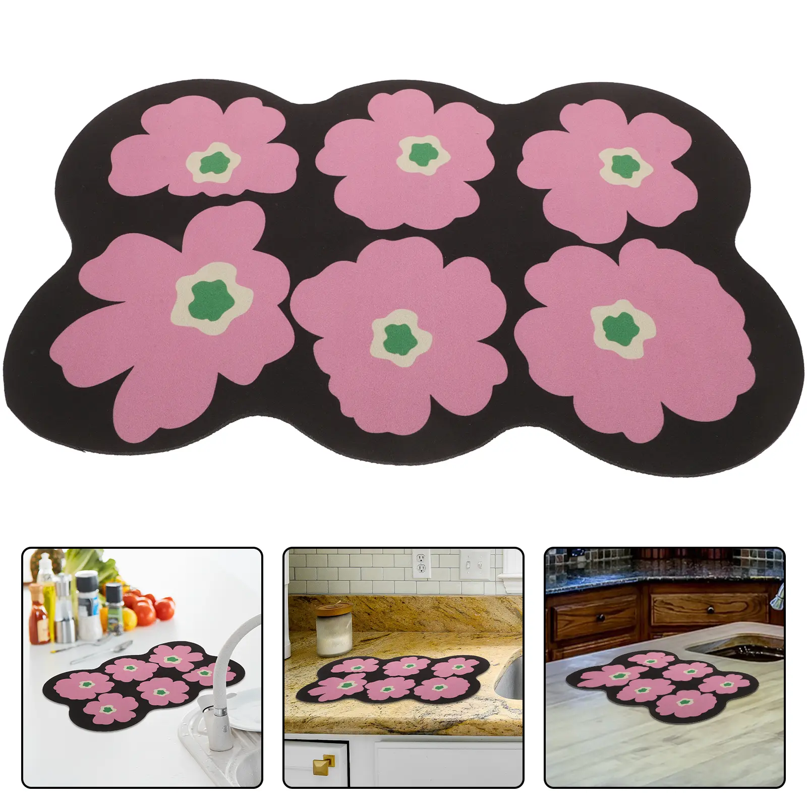 Draining Diatom Mud Absorbent Pad For Kitchen Sink Cute Dish Cotton Dryer Water Absorbent Mat Antislip Design Oil Stain