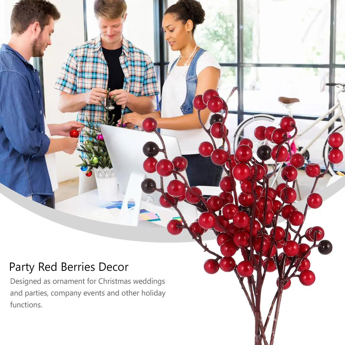 Artificial Berries Red Christmas Artificial Berries Decor Berry String Party AccessoriesFaux Flowers Holiday nament