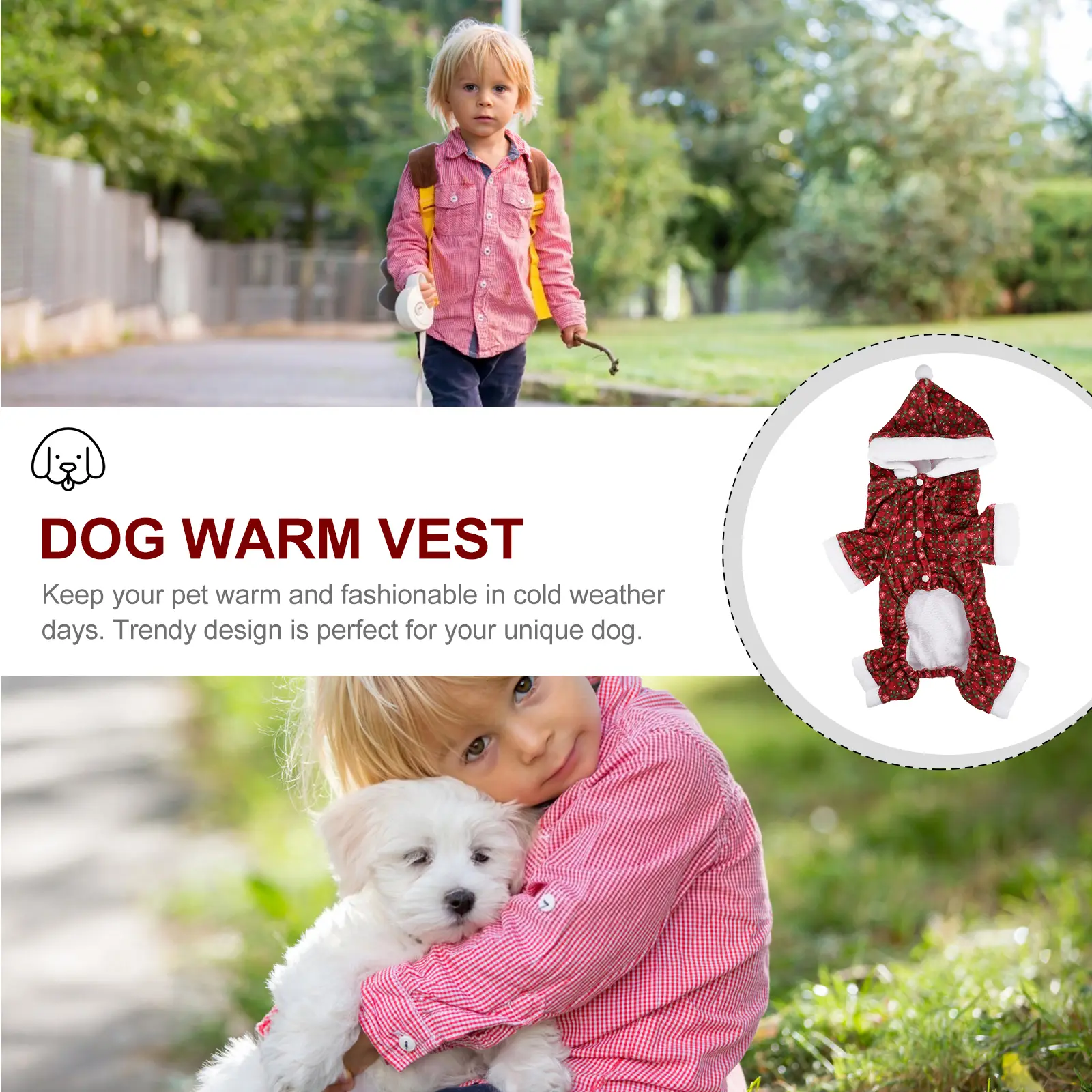 Dog Christmas Pet Skirt Pets Dog Christmas Dress Clothes Festival Holiday Pet Skirt Costume Warm Jacket Size L Red