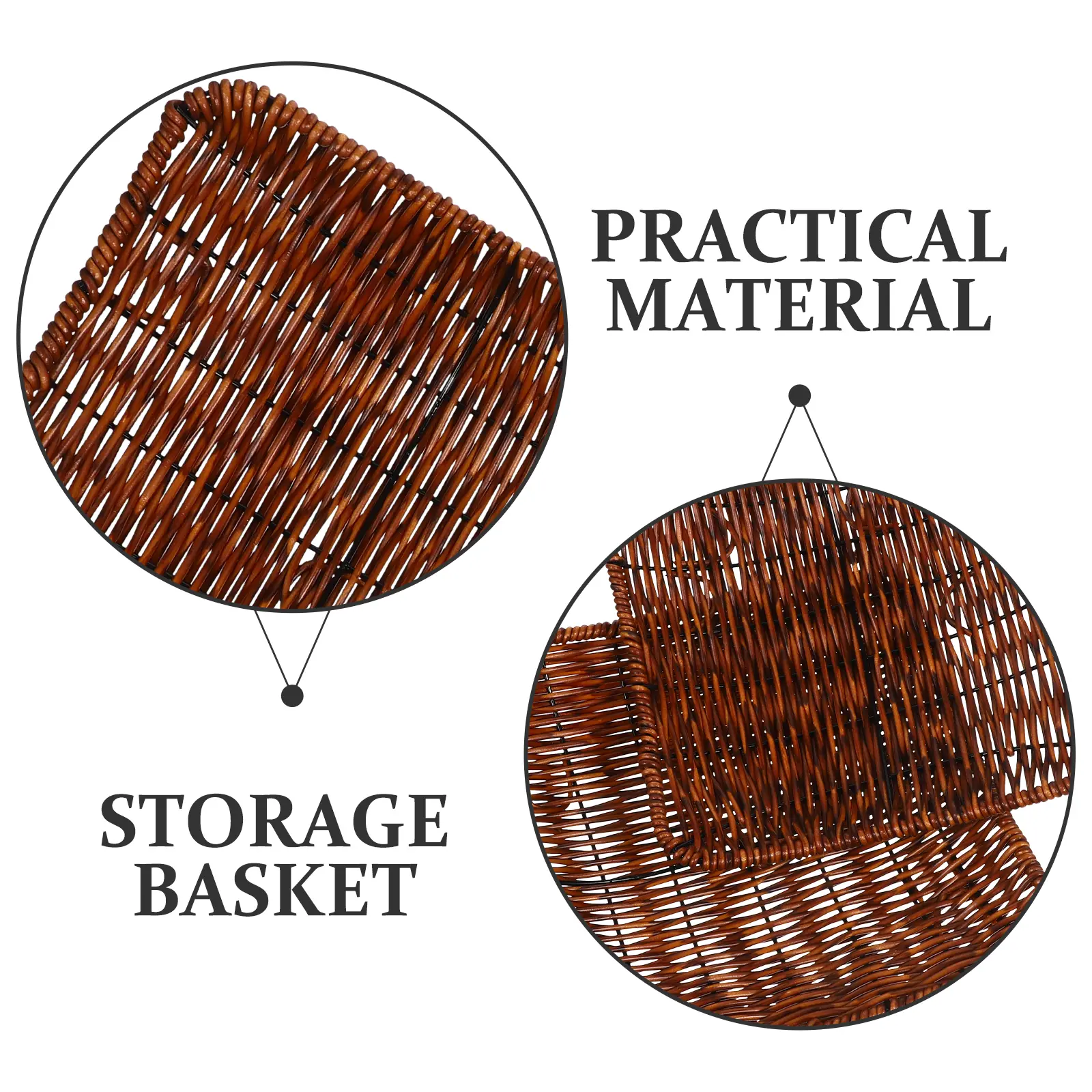 2pcs Snack Storage Food Serving Fruit Organizer Household Storage Container Woven Basket Home Supplies Rustic Food Holder
