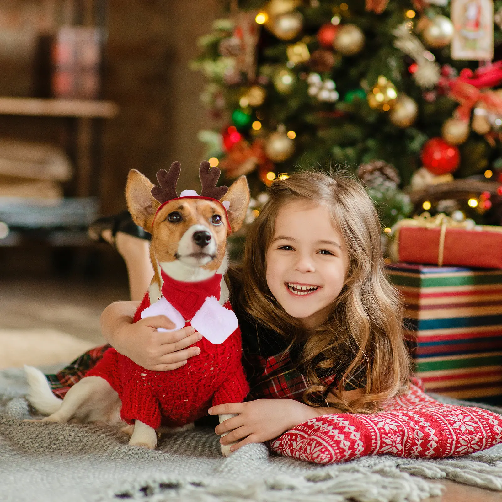 Christmas Pet Accessories Deer Antlers Headb Dog Cat Xmas Decorative Scarf Clasp Costume Party Supplies Bright Colors
