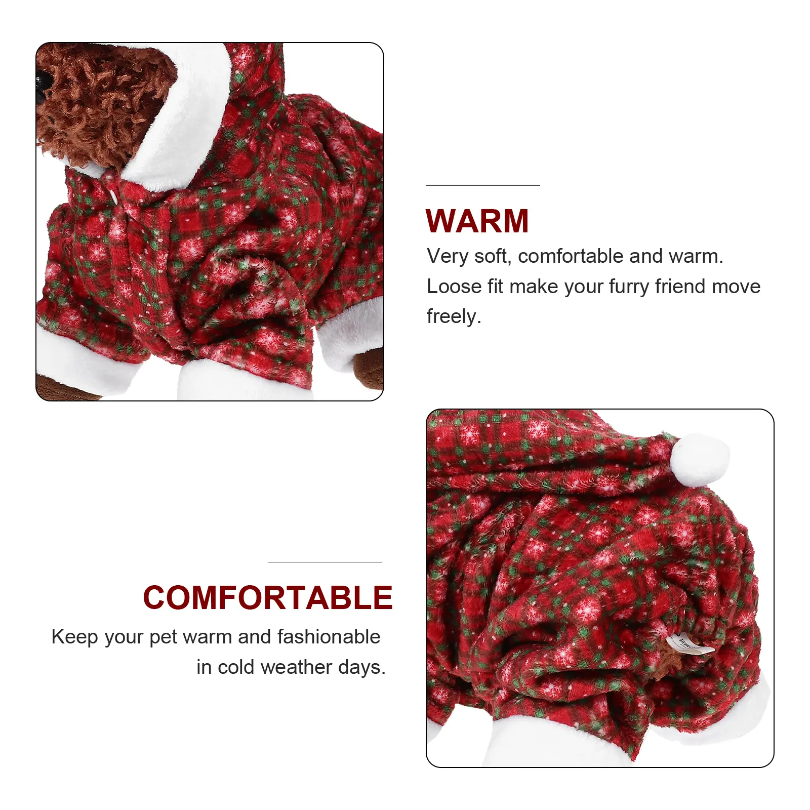 Dog Christmas Pet Skirt Pets Dog Christmas Dress Clothes Festival Holiday Pet Skirt Costume Warm Jacket Size L Red