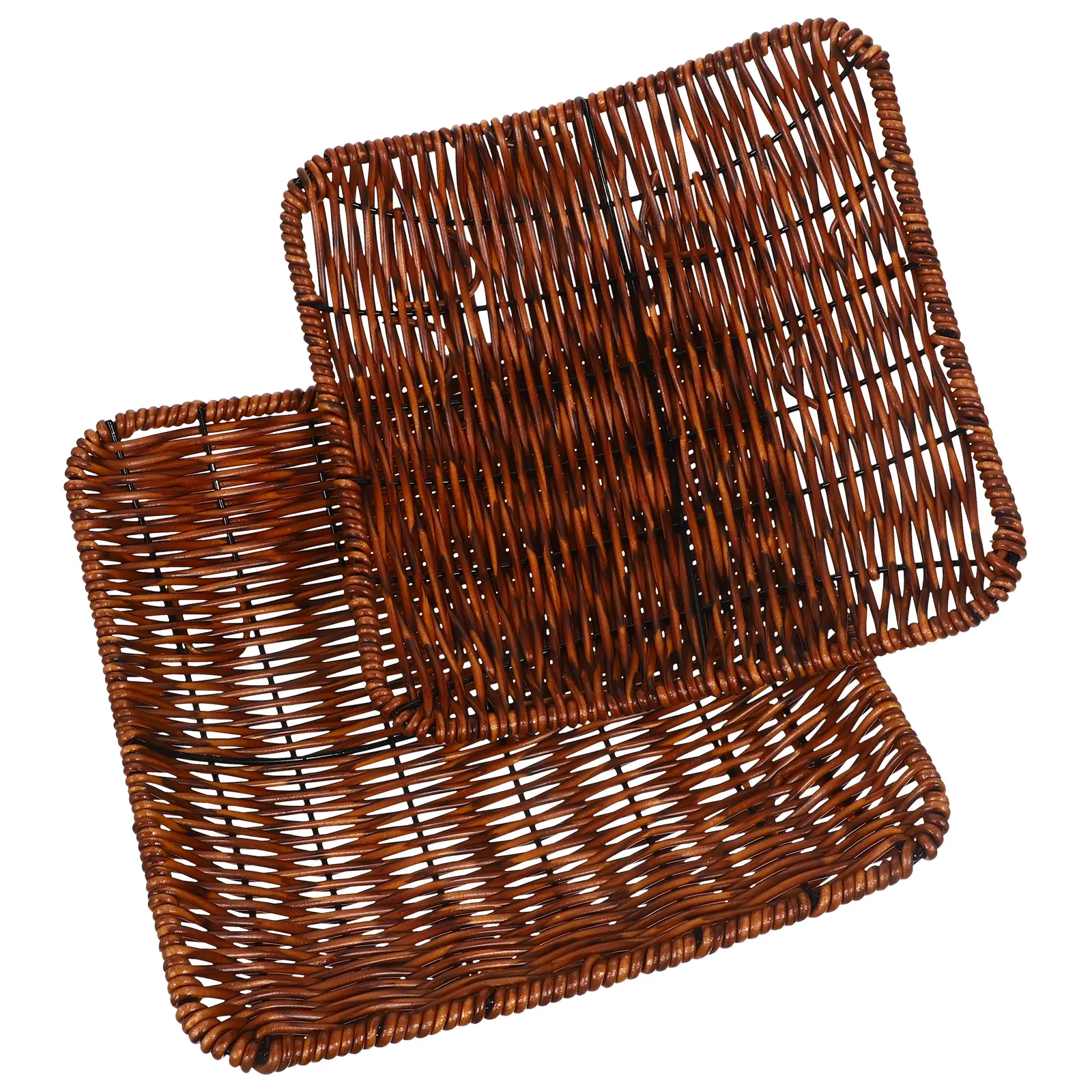 2pcs Snack Storage Food Serving Fruit Organizer Household Storage Container Woven Basket Home Supplies Rustic Food Holder