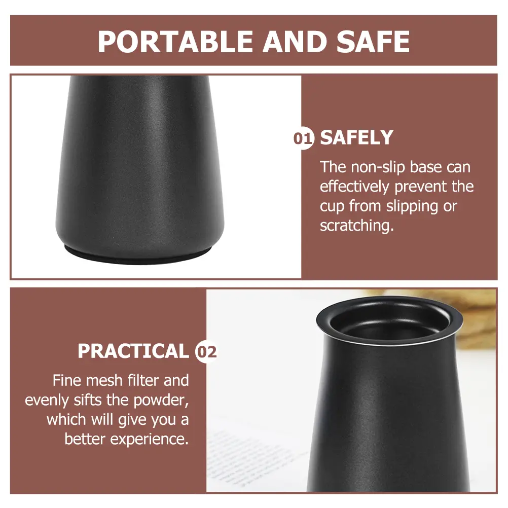 Stainless Steel Coffee Powder Sifter Filter Cup Fine Mesh Non-Slip Base Rust Resistant Durable Even Sifting Brewing for Coffee