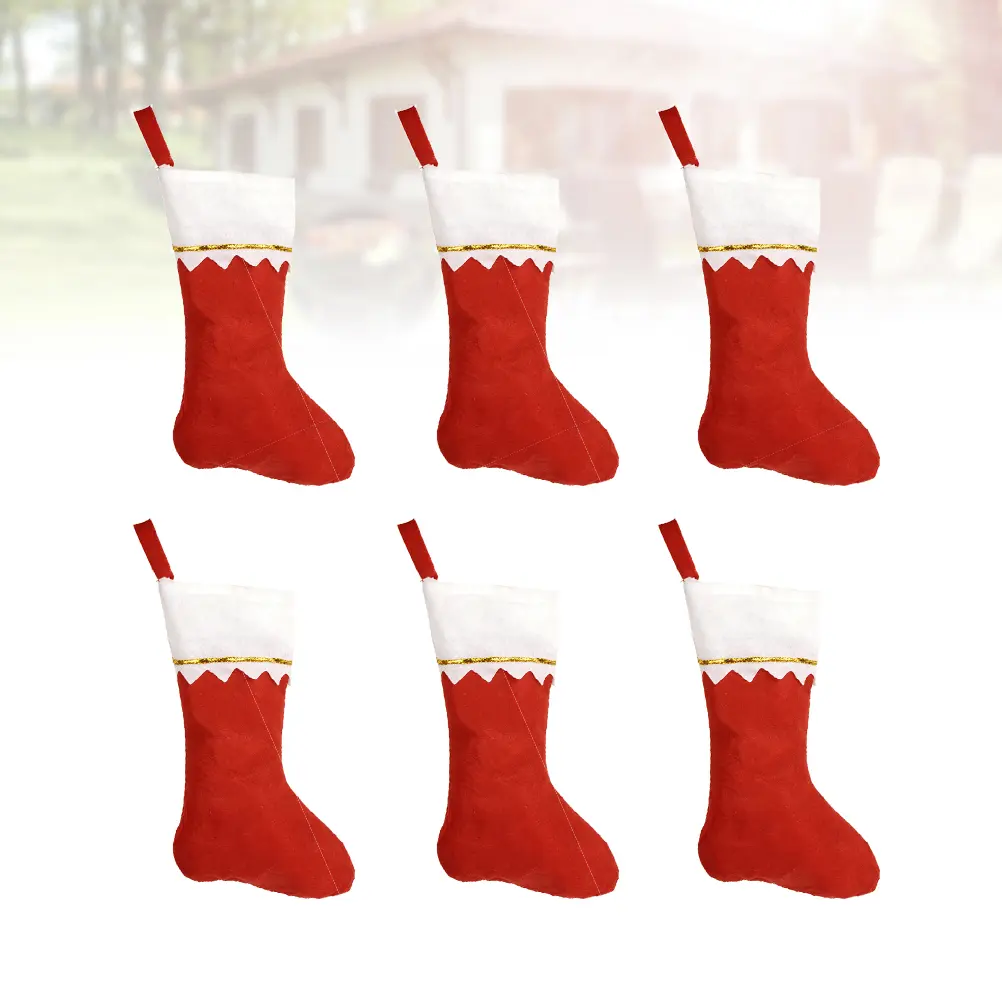 6pcs Christmas Stockings Hanging Sock Bag Gift Bag Decorative Tree nament Reusable Holiday Party Home Wall Window Xmas
