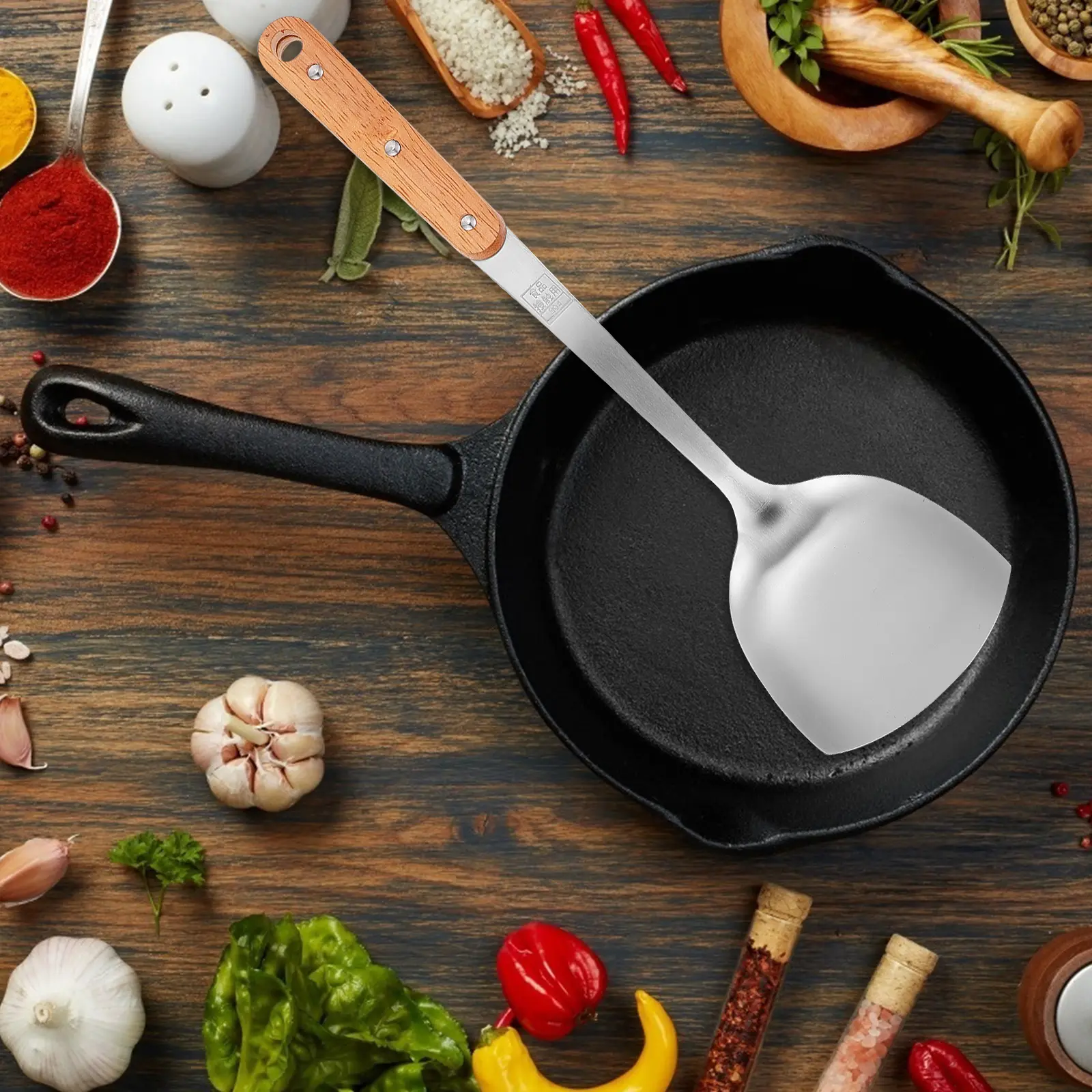 Kitchen Supplies Stainless Steel Spatula Soup Spoon Slotted Fish Log Serving Utensils