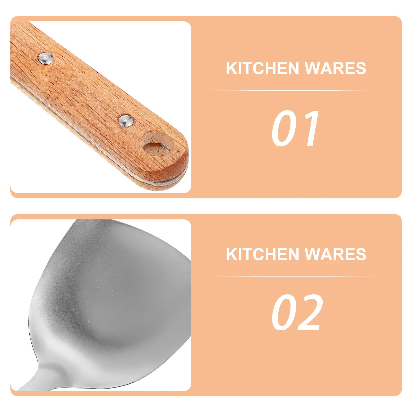 Kitchen Supplies Stainless Steel Spatula Soup Spoon Slotted Fish Log Serving Utensils