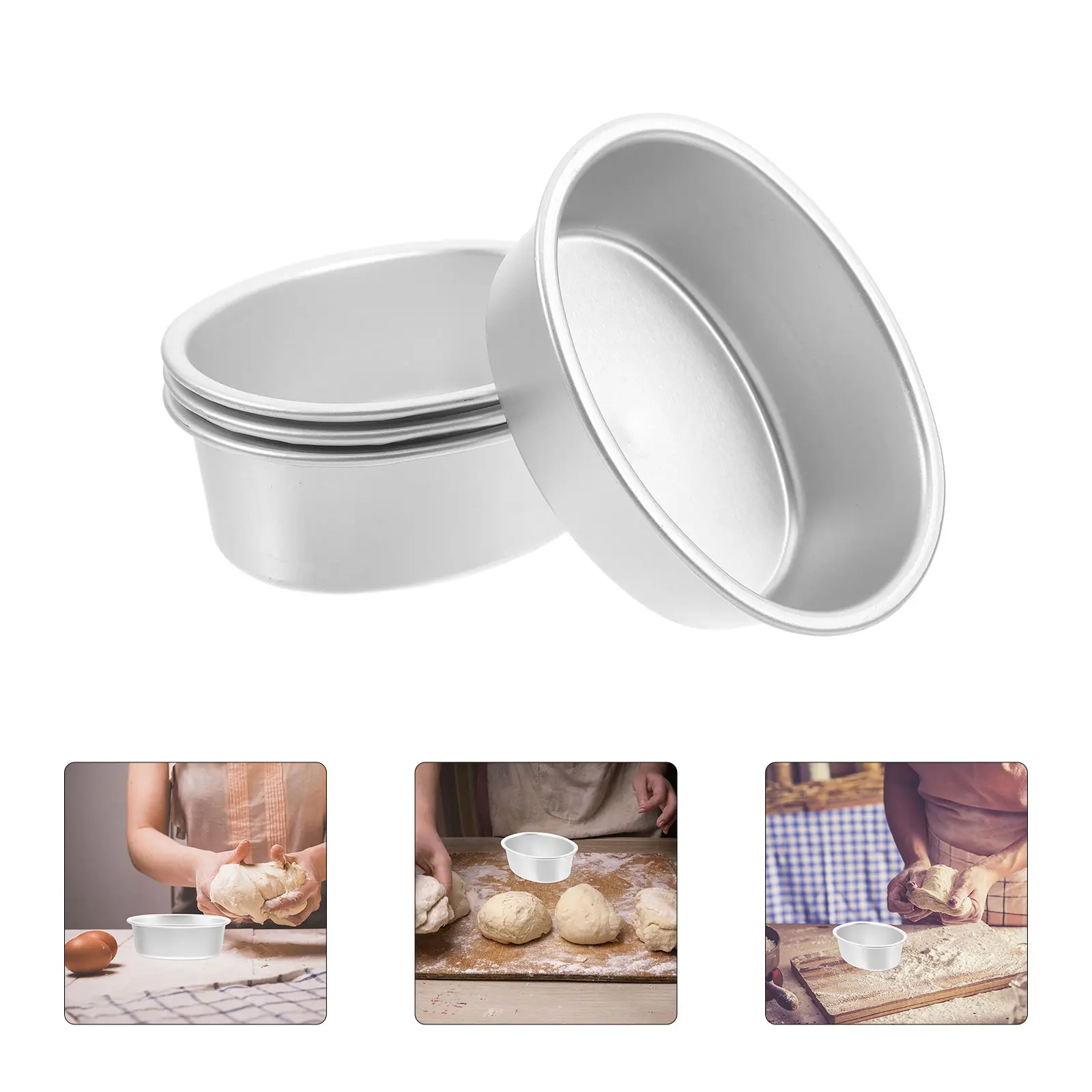 4 Pcs Cheesecake Mold Pan Baking Round Pans Aluminum Alloy Bread Molds for Metal Tools