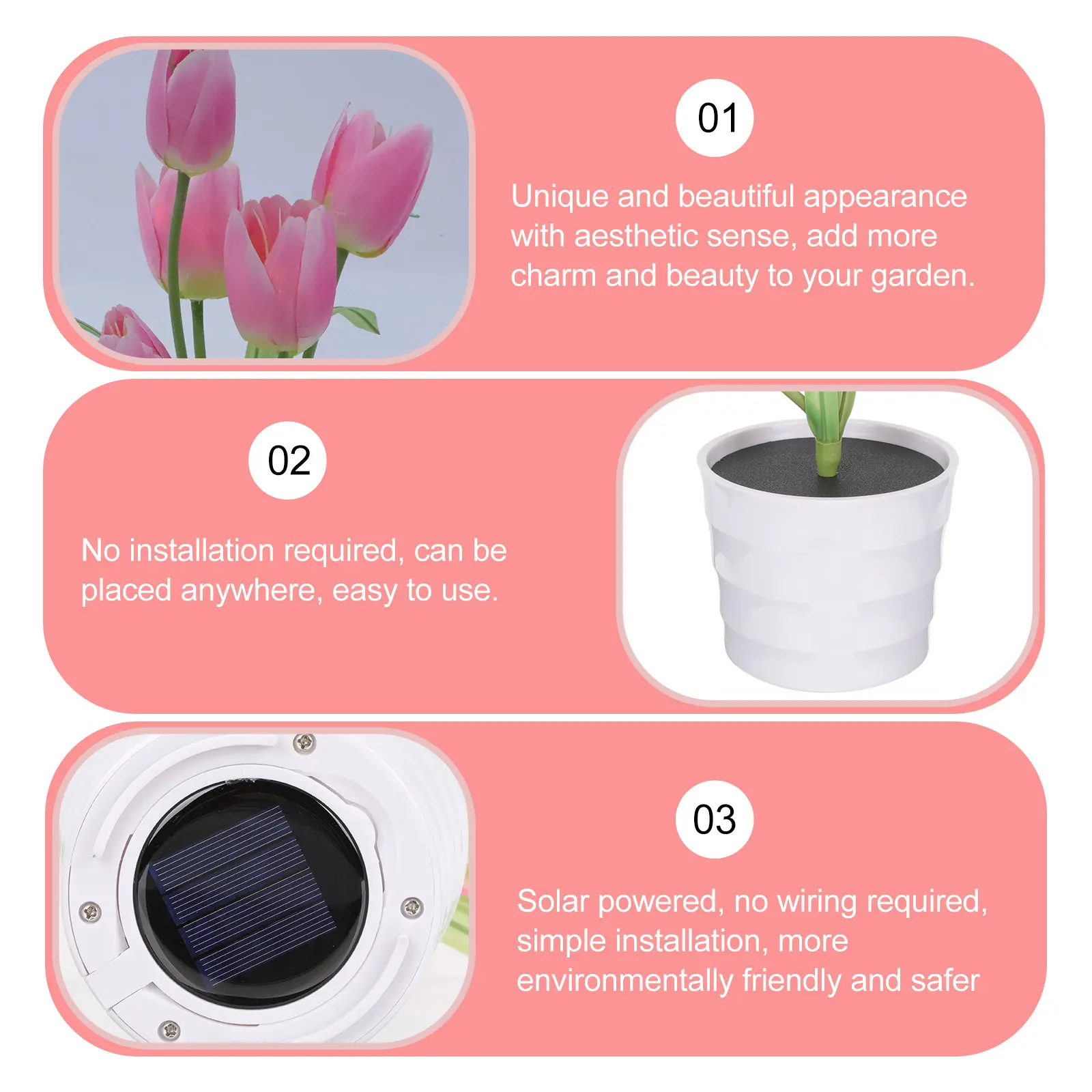 Solar Tulip Lights Waterproof Silk LED Outdoor Decor Garden Fairy Light Decoration Holiday Lighting Solar Flowers