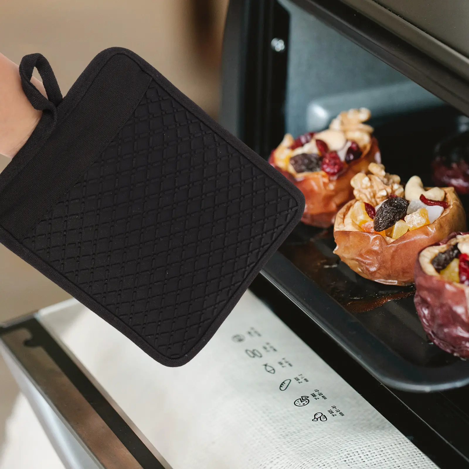 Silicone Gloves Pot Holders Heat Resistant Kitchen Hot Mitts for Cooking Baking Cotton Oven Potholders Proof