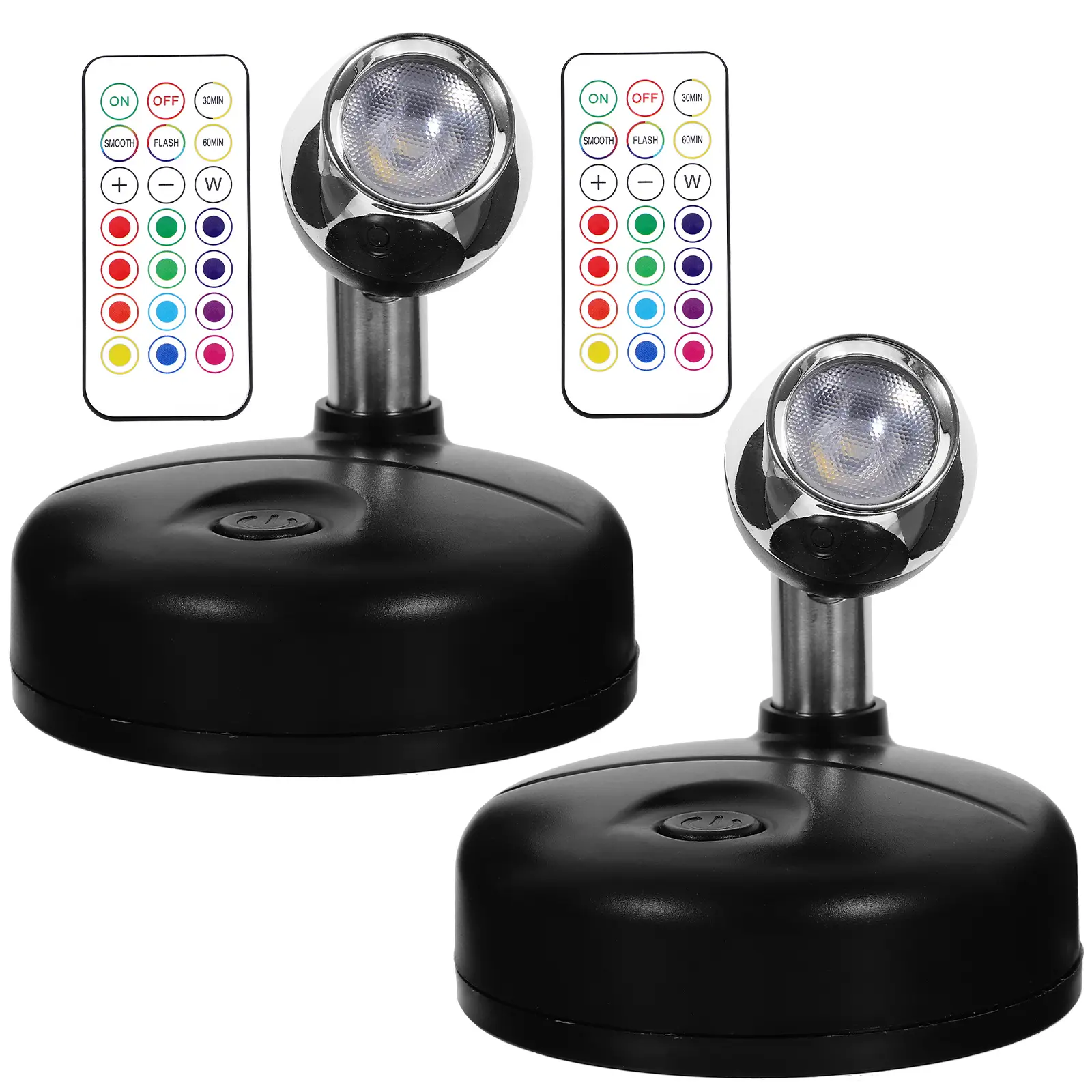 2pcs Spotlight Night Light Remote Control Spot Lights Indoor 13 Colors Operated Mini ABS PC Indoor Accent Lighting