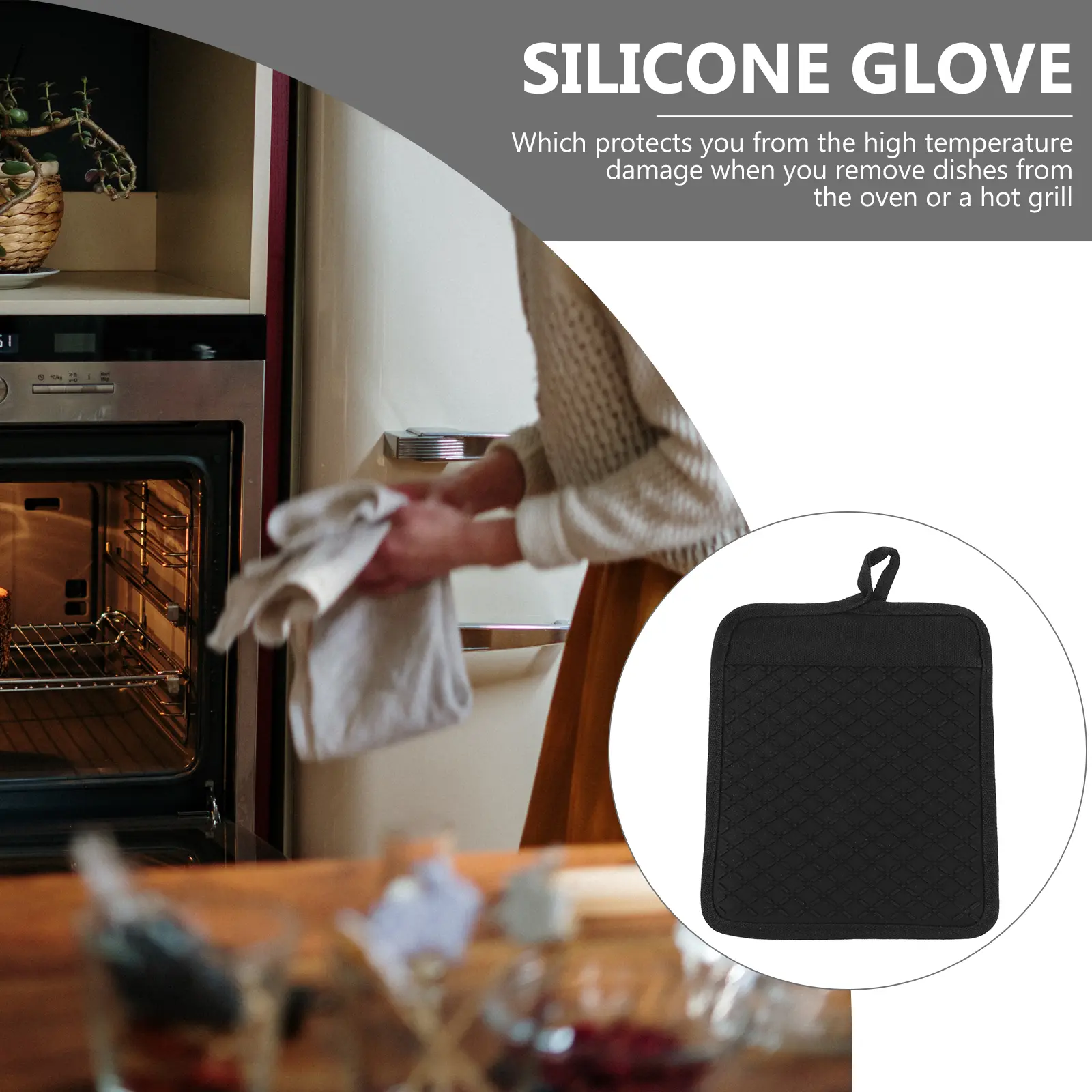 Silicone Gloves Pot Holders Heat Resistant Kitchen Hot Mitts for Cooking Baking Cotton Oven Potholders Proof