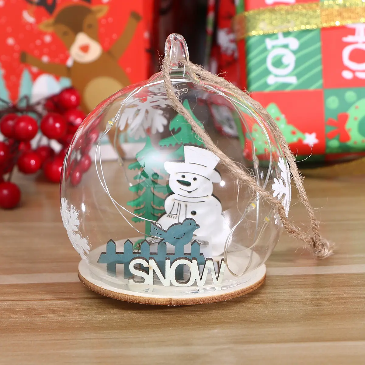 Glass Dome Lamp Micro L scape Decorative LED Lights Christmas nament Snowman Figurine Holiday Lighting Bedroom Living Room Home