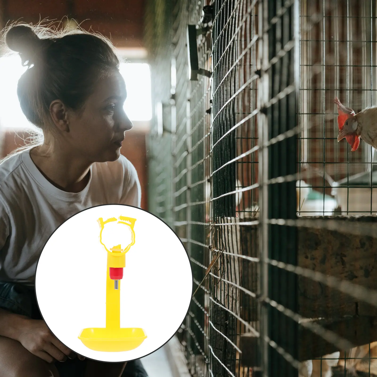 Chicken Water Drinker Large Capacity Automatic Bowl Poultry Yellow Nipples Farm Supplies Plastic Stainless Steel 360 Degree