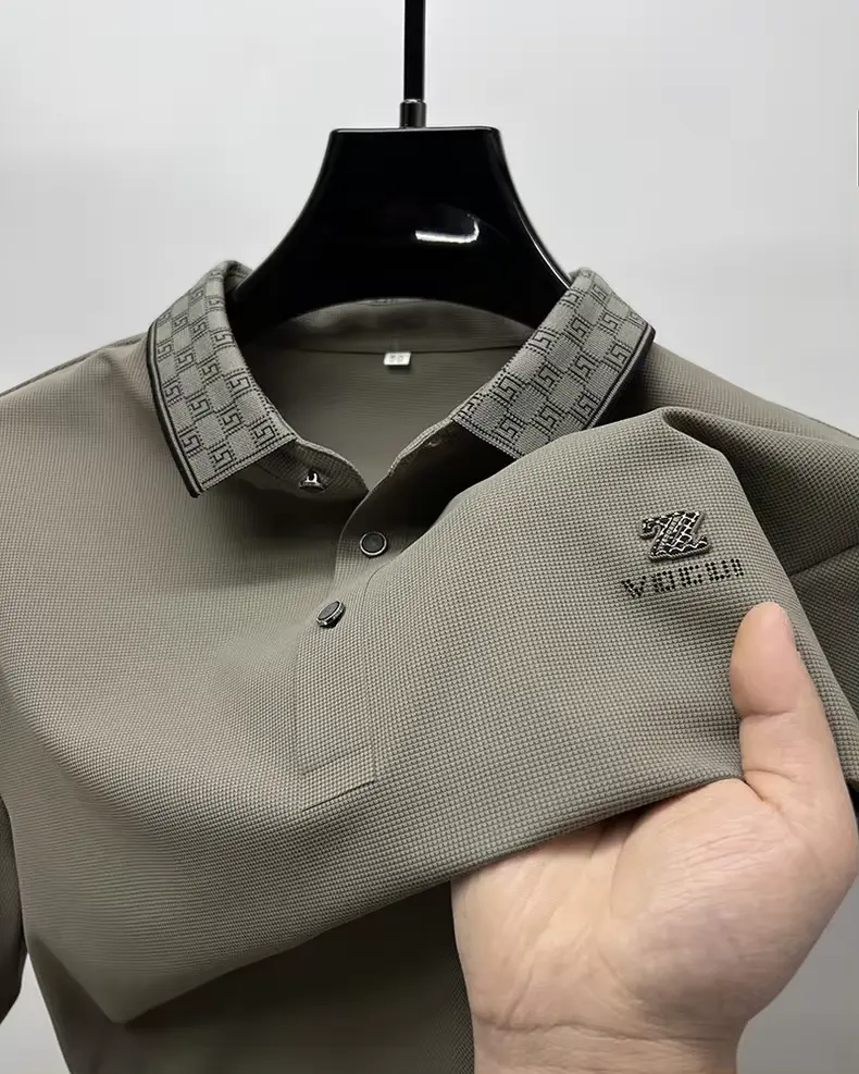 High-end brand short sleeve men's POLO shirt Summer New fashionable and personalized print design breathable ice silk T-shirt