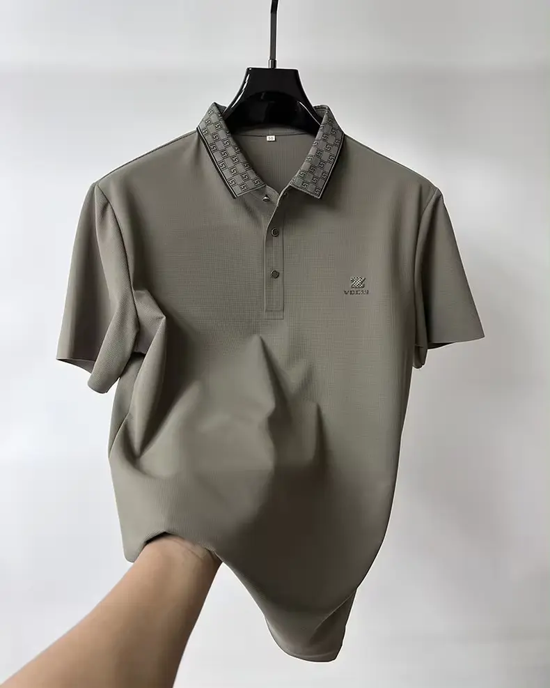 High-end brand short sleeve men's POLO shirt Summer New fashionable and personalized print design breathable ice silk T-shirt