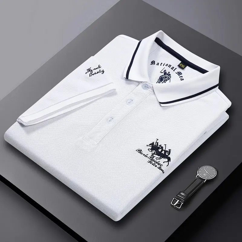 Summer Mens Short Sleeve Embroidered Polo Shirts Breathable Lightweight Shirt Luxury Top Casual Lapel T-shirt Men T Shirt Homme