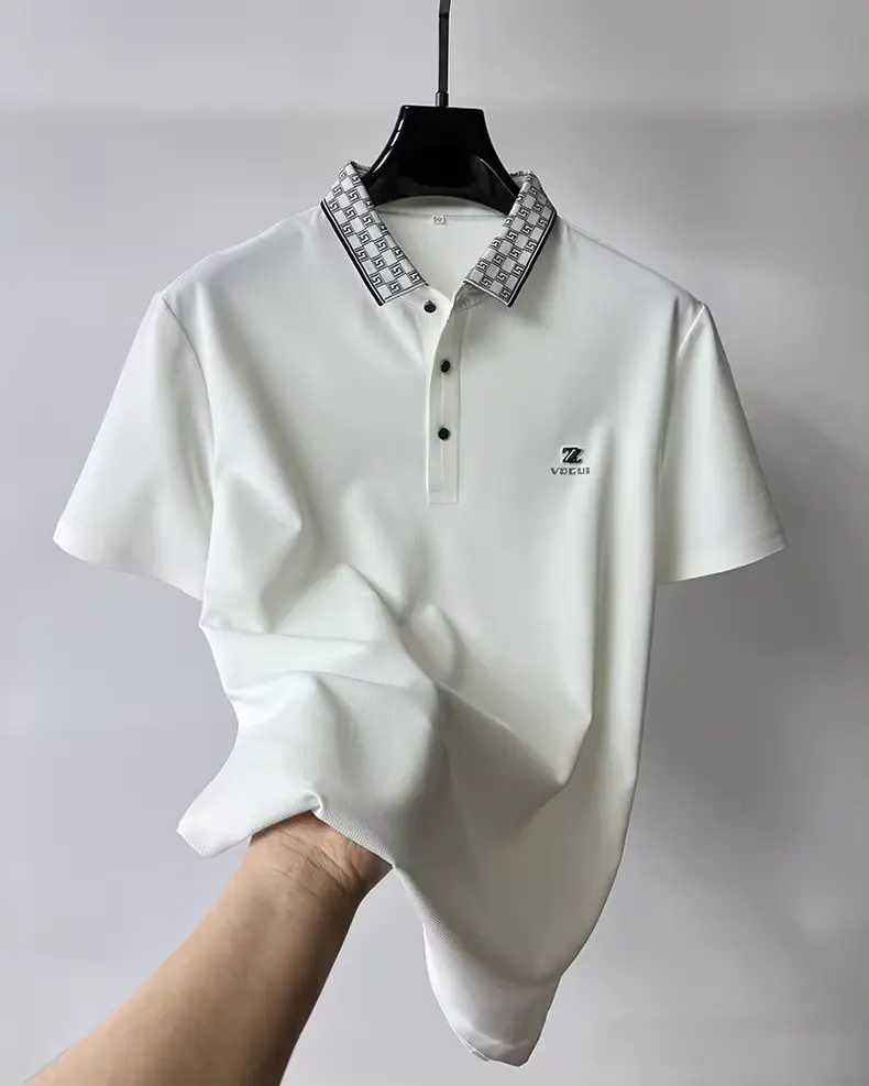 High-end brand short sleeve men's POLO shirt Summer New fashionable and personalized print design breathable ice silk T-shirt
